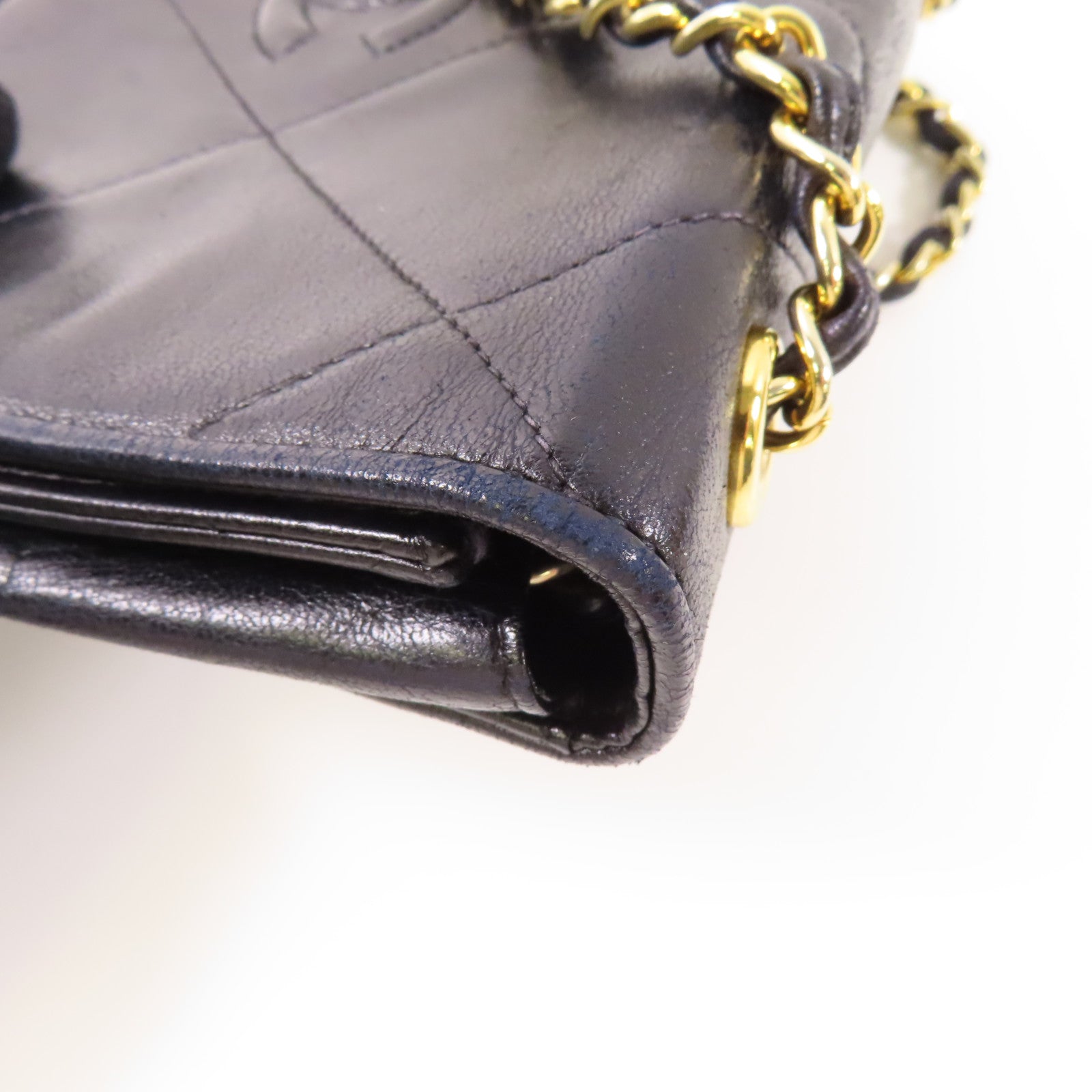 CHANEL 羊皮皮革Vintage Chain Shoulder金扣鏈帶肩背袋