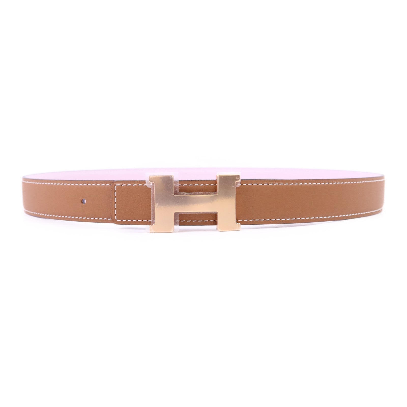 HERMES Swift/Epsom皮革H Belt 75cm皮帶Gold/Mauve Sylvestre