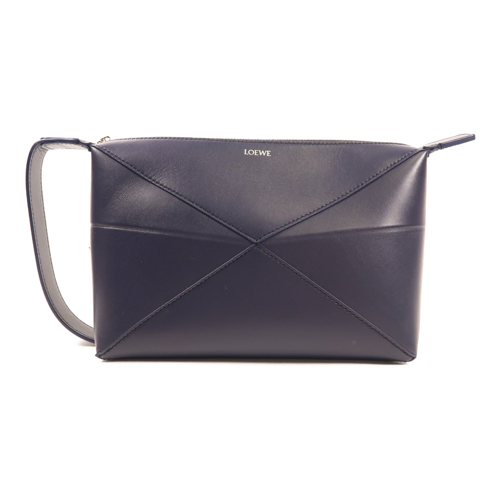 LOEWE SHW Puzzle Fold Pouch C510WBPX014467 Calfskin Leather Navy