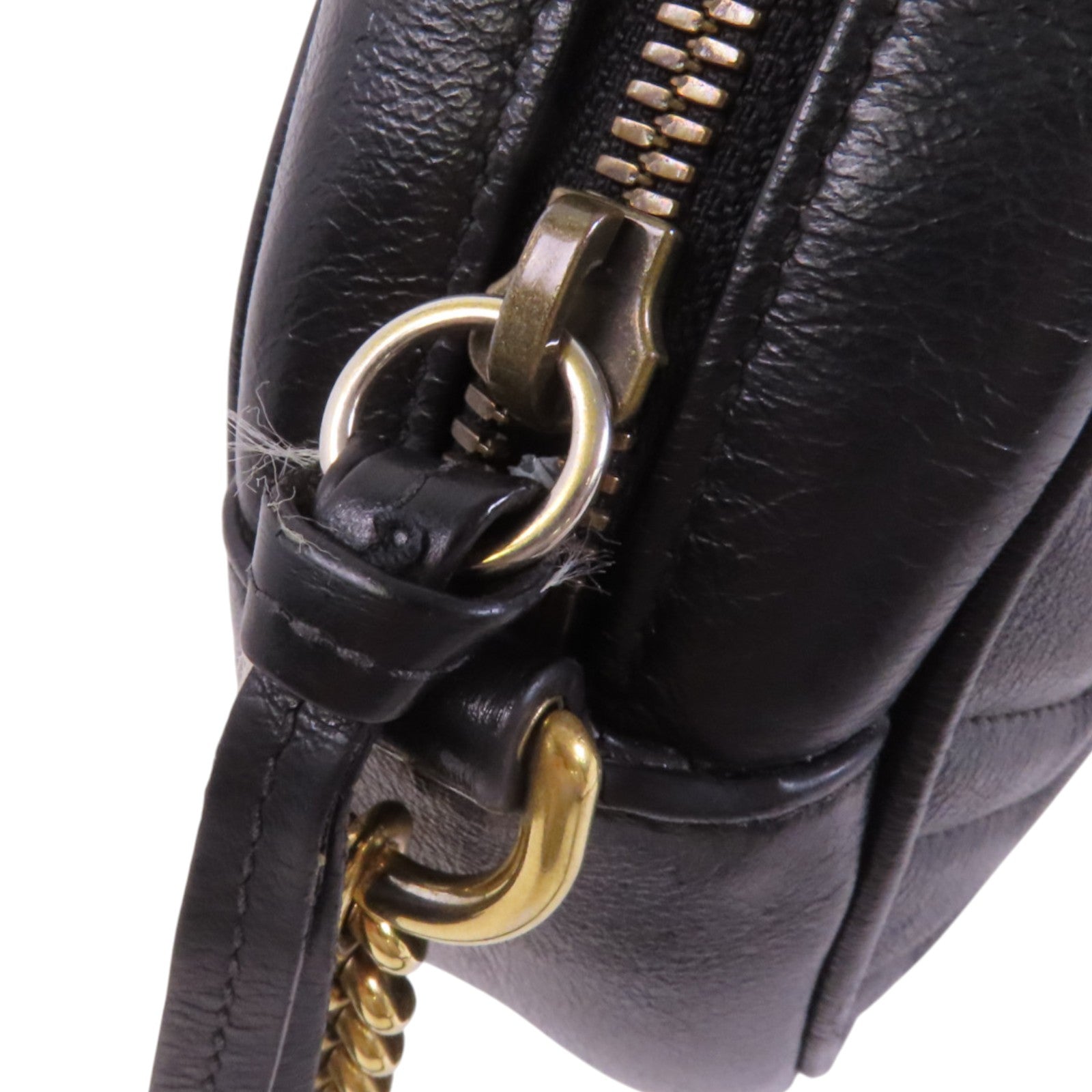 GUCCI 牛皮皮革GG Marmont金扣鏈帶肩背袋