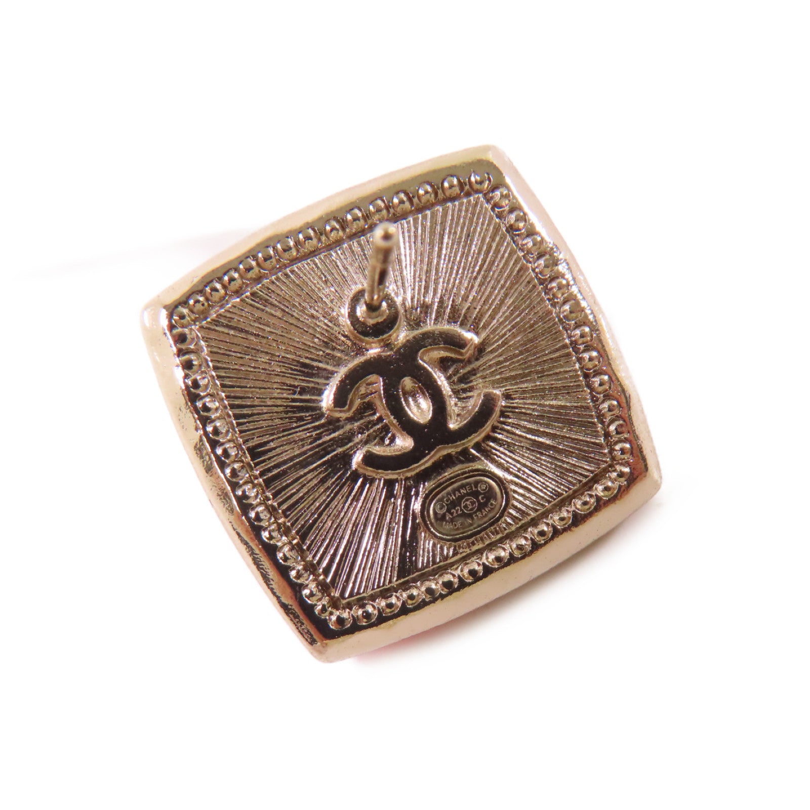 CHANEL 金屬/仿珍珠CC Earrings耳環白色/金色/粉紅色