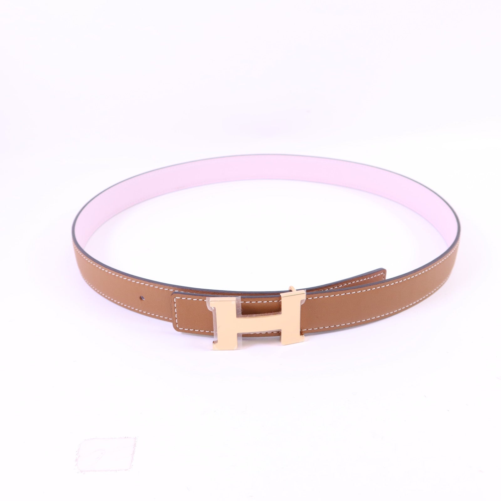 HERMES Swift/Epsom皮革H Belt 75cm皮帶Gold/Mauve Sylvestre