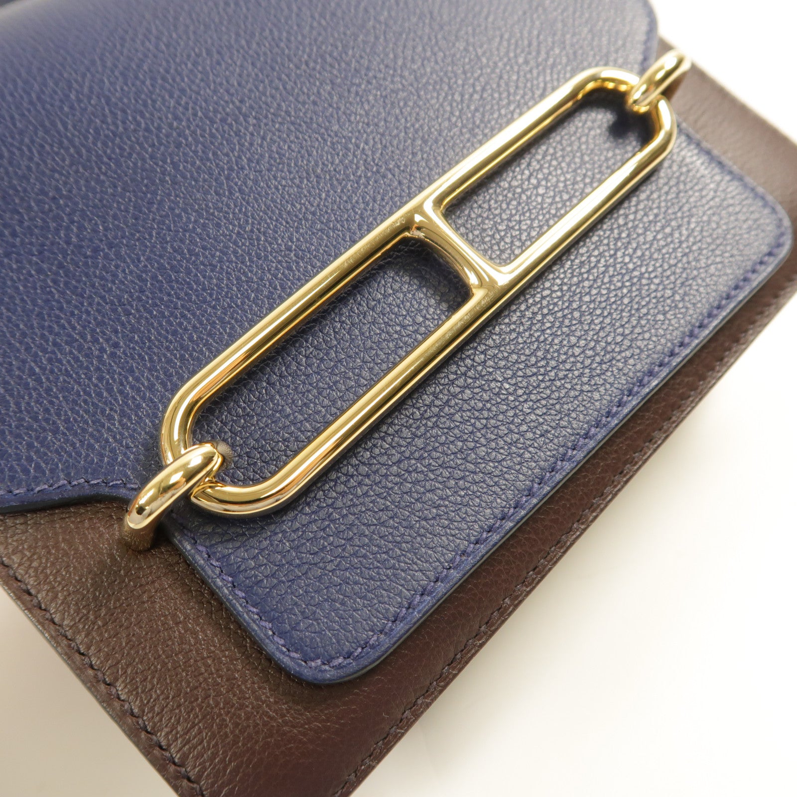 HERMES 【激減優惠】Evercolor皮革Mini Roulis金扣肩背袋Bleu Saphir