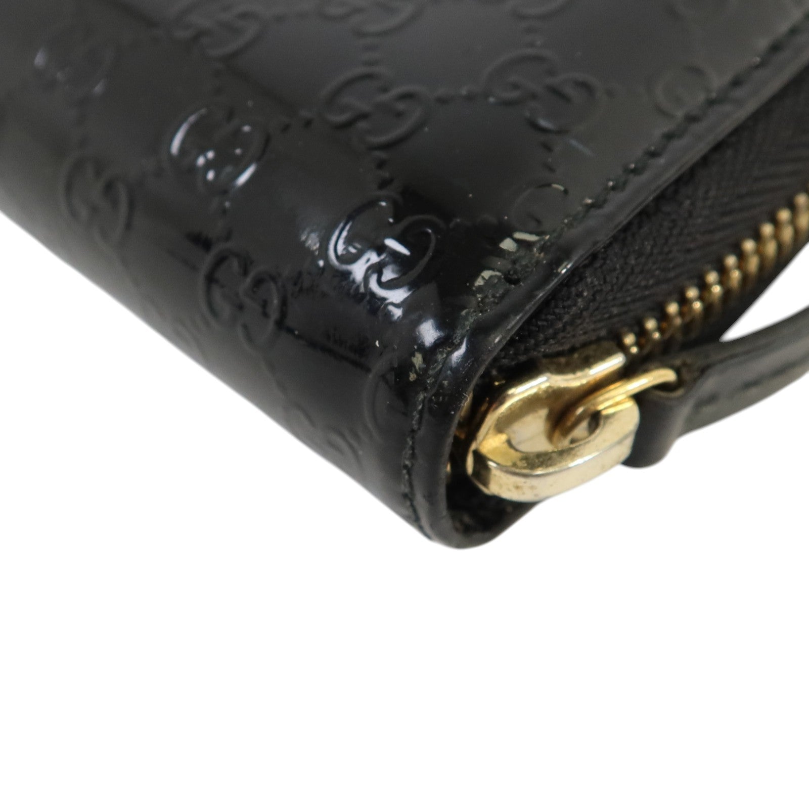 GUCCI 漆皮皮革Zipper Long Wallet金扣長錢包