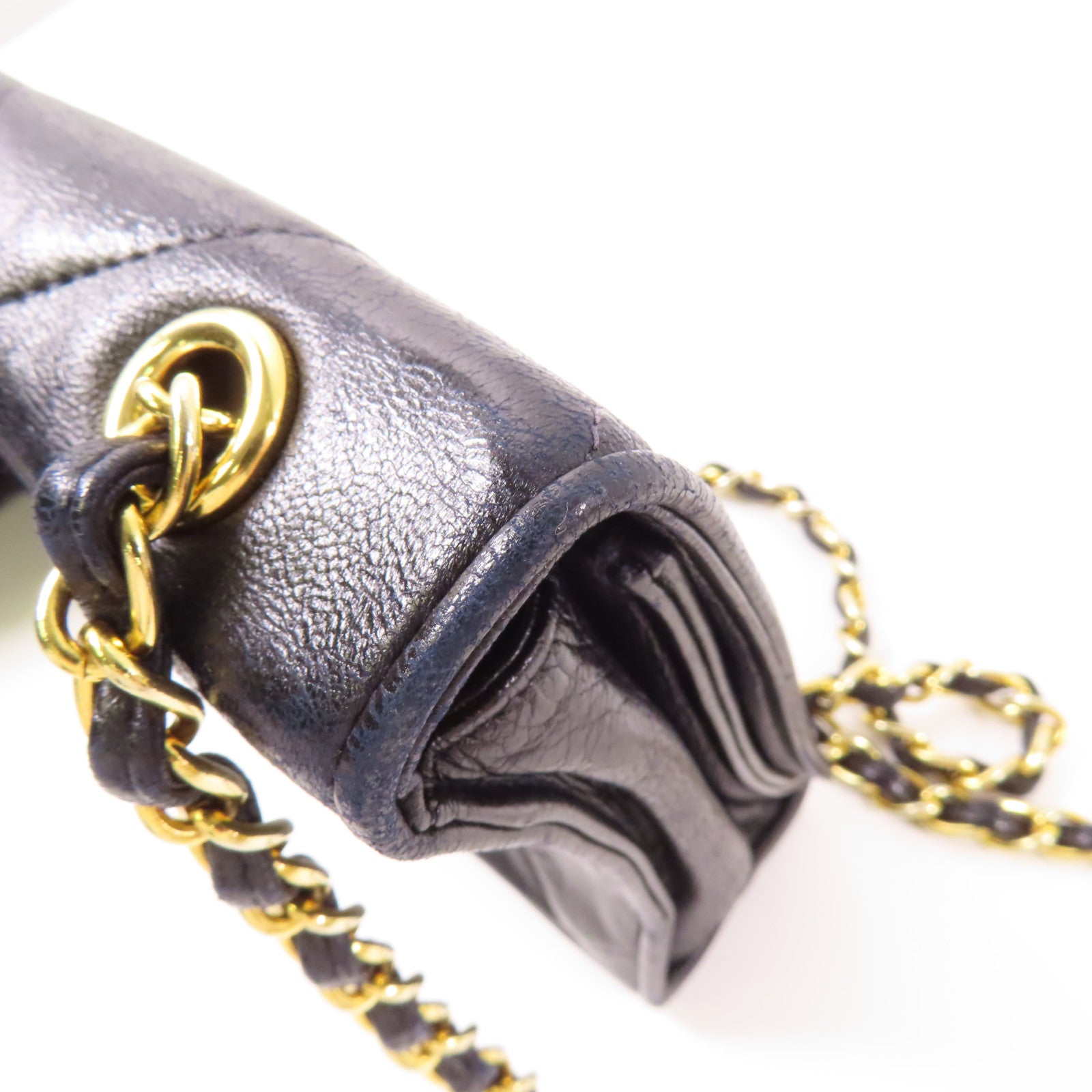 CHANEL 羊皮皮革Vintage Chain Shoulder金扣鏈帶肩背袋