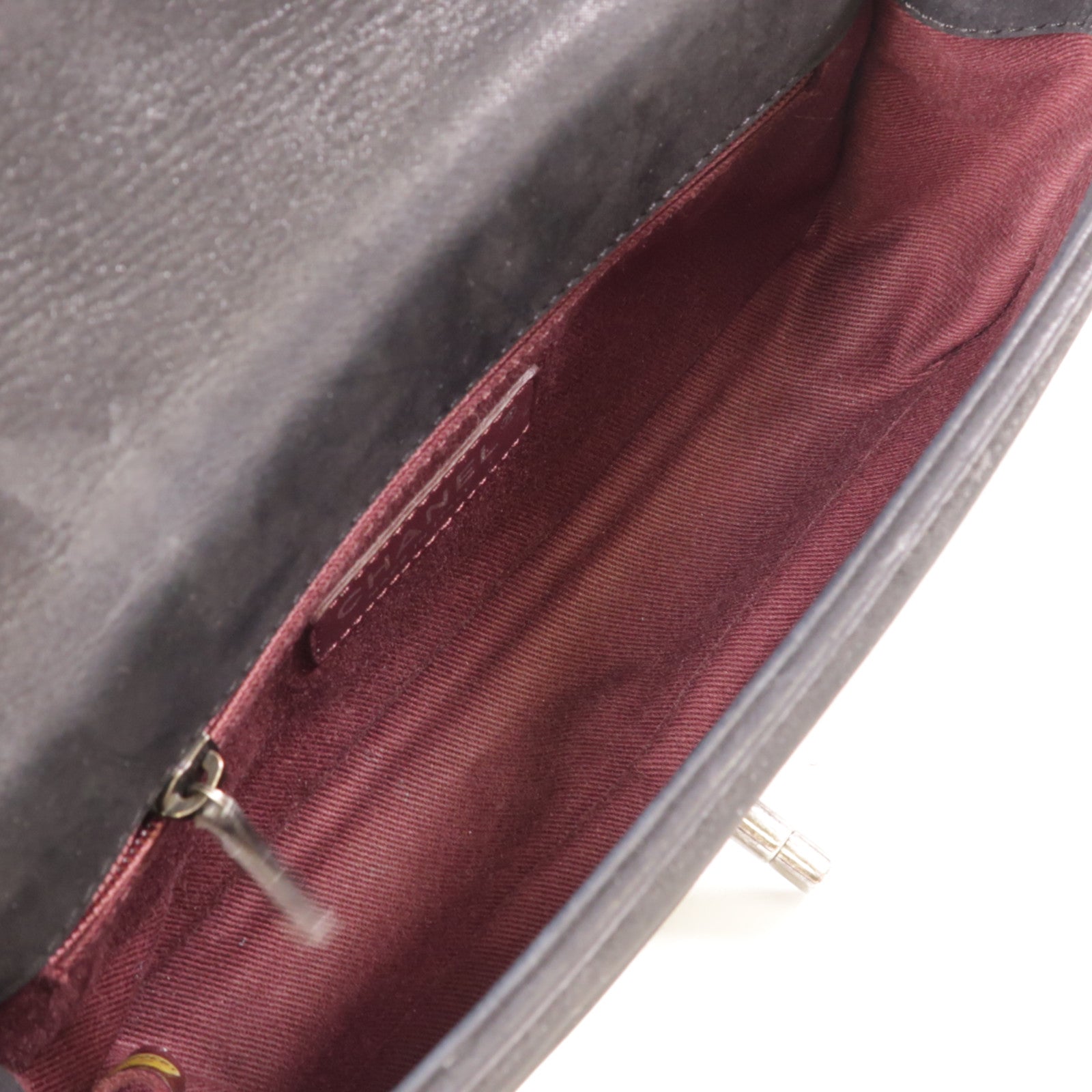 CHANEL 牛皮皮革Chain Shoulder銀扣鏈帶肩背袋