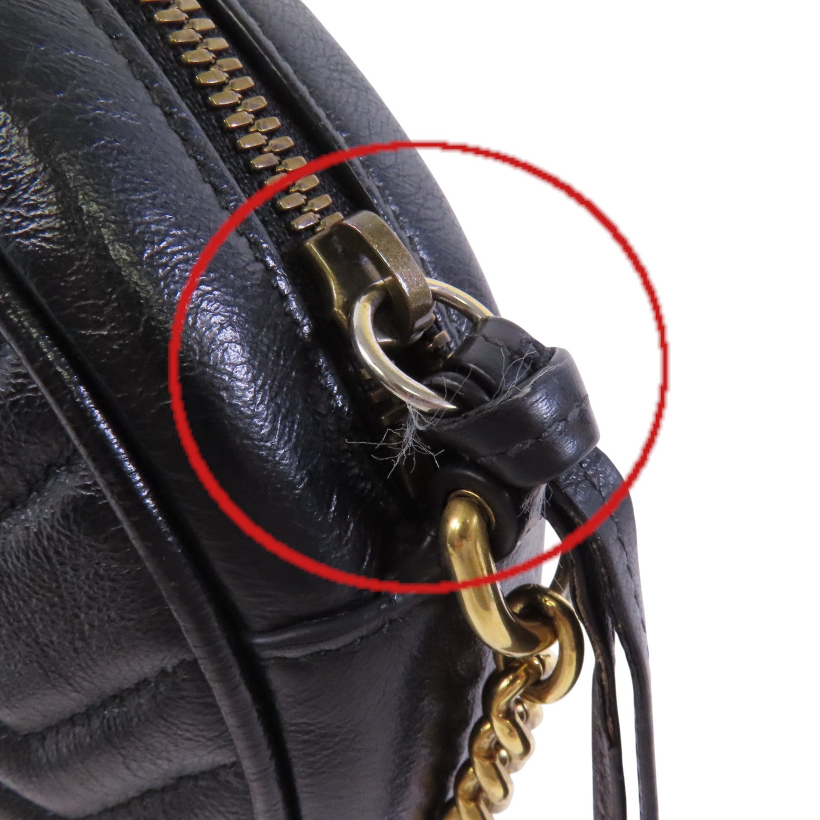 GUCCI 牛皮皮革GG Marmont金扣鏈帶肩背袋