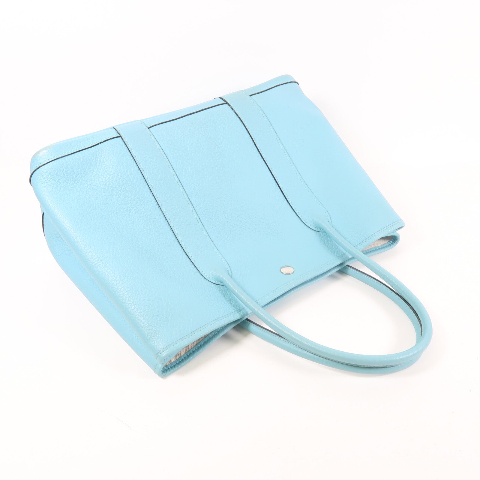 HERMES Negonda皮革 GardenParty PM 手挽袋Bleu Atoll