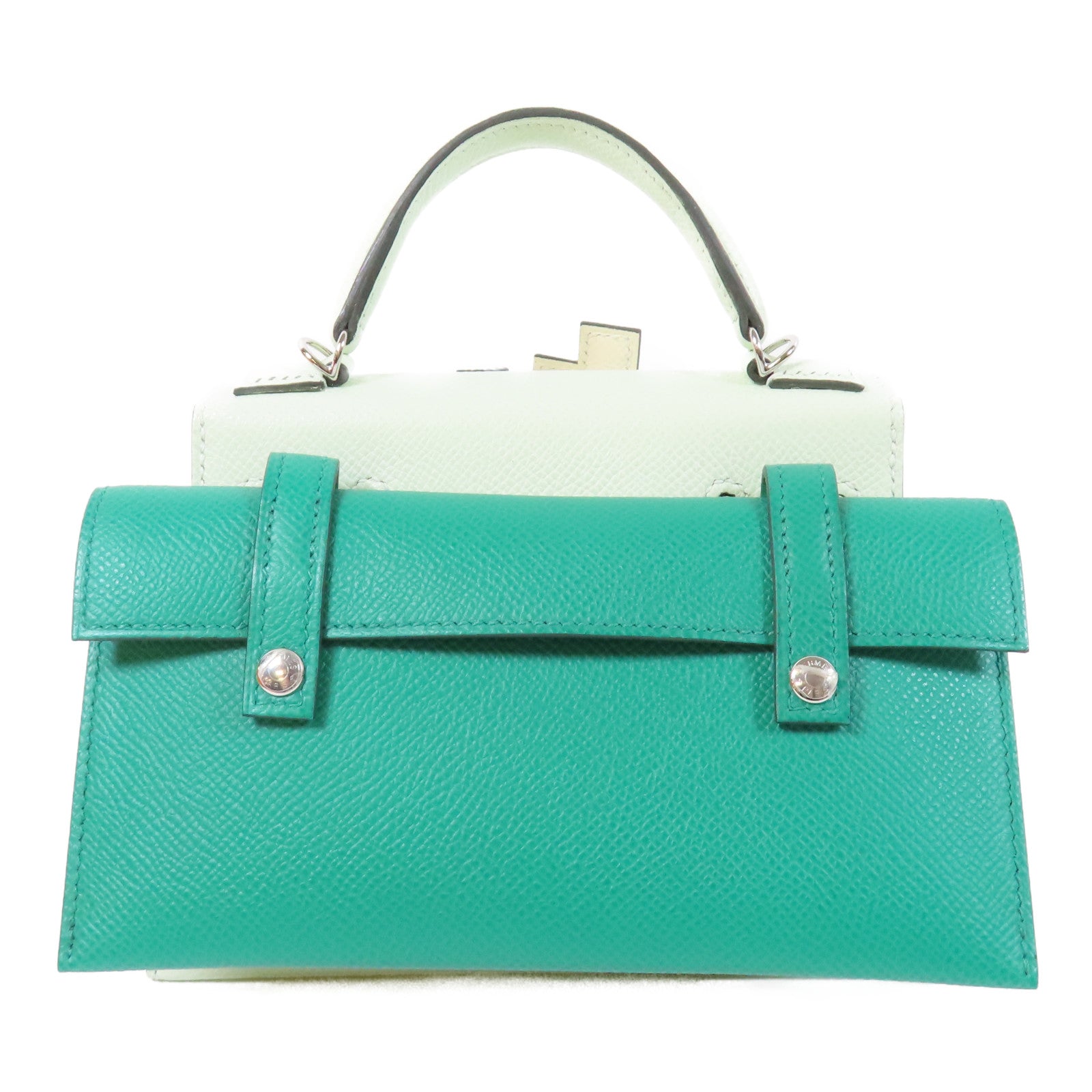HERMES Epsom皮革Kelly Doll Picto銀扣肩背袋Vert Fizz綠色