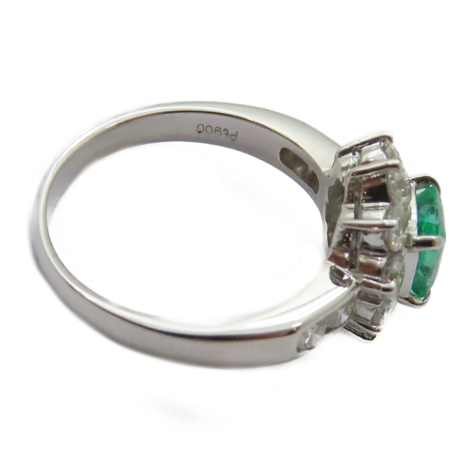 JEWELRY PT900鉑金Emerald Diamond Ring 0.84ct綠寶石/0.96ct鑽石戒指US#6.25