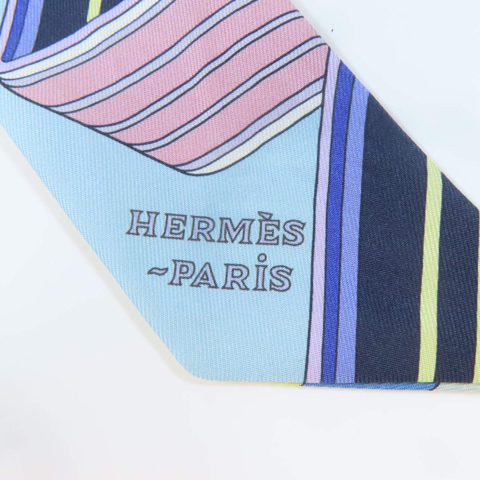 HERMES 絲質Twilly絲巾藍色/紫色