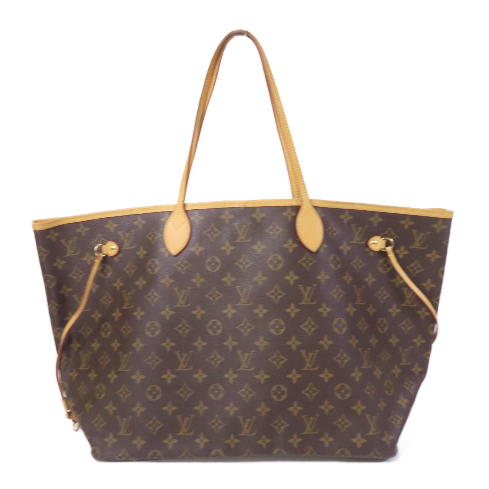 LOUIS VUITTON Monogram Neverfull GM金扣手挽袋啡色