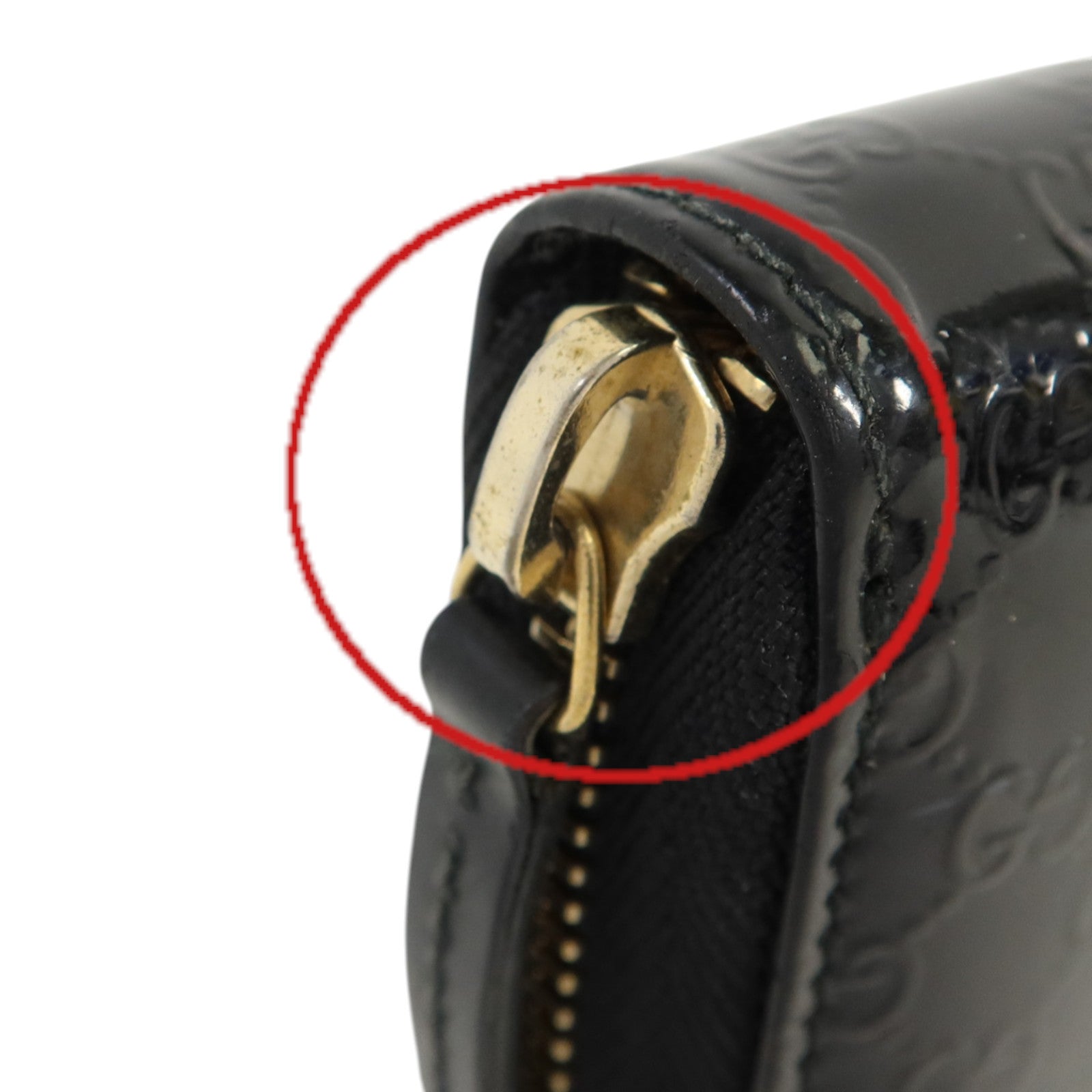 GUCCI 漆皮皮革Zipper Long Wallet金扣長錢包