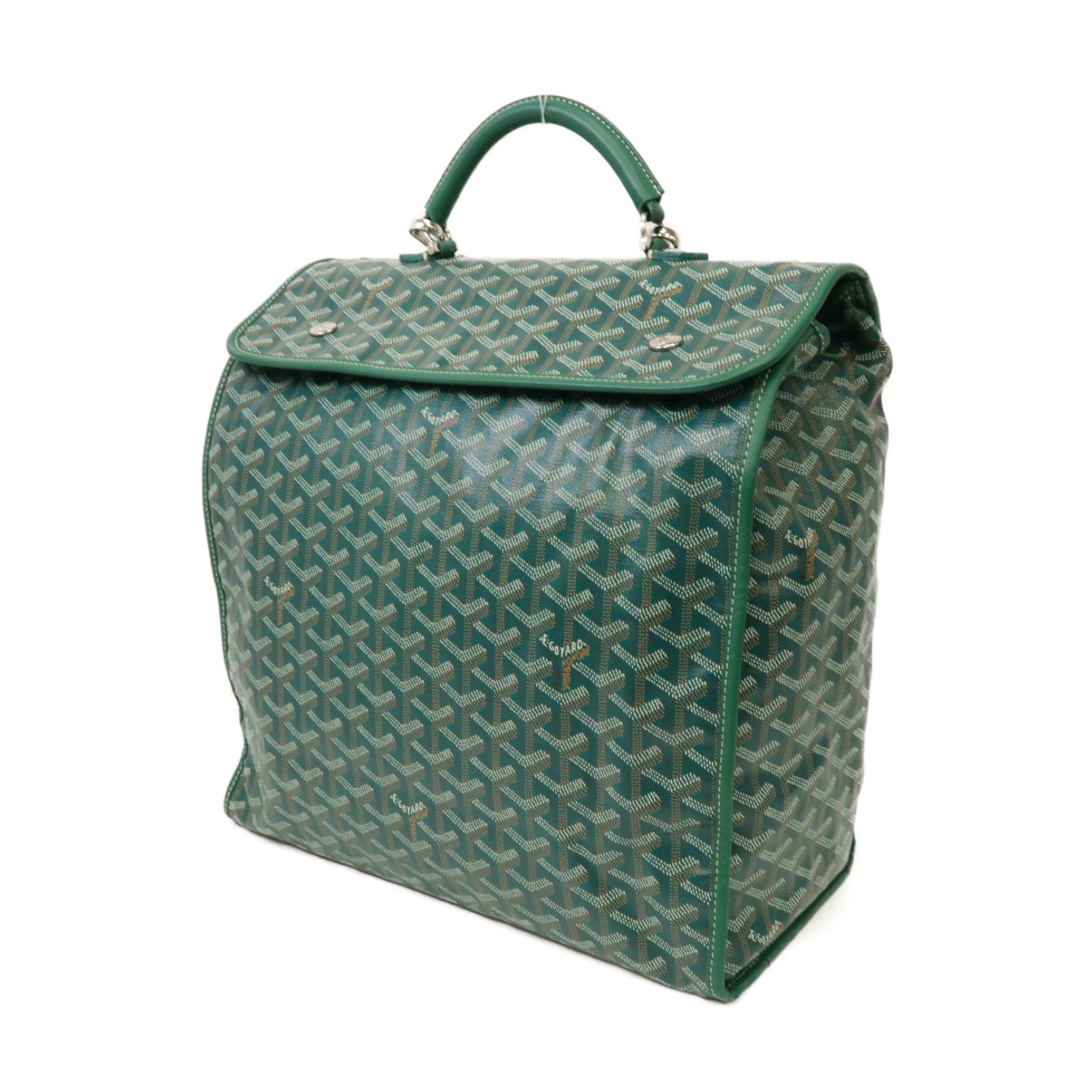 GOYARD 塗層帆布Saint Leger Rucksack銀扣背包綠色
