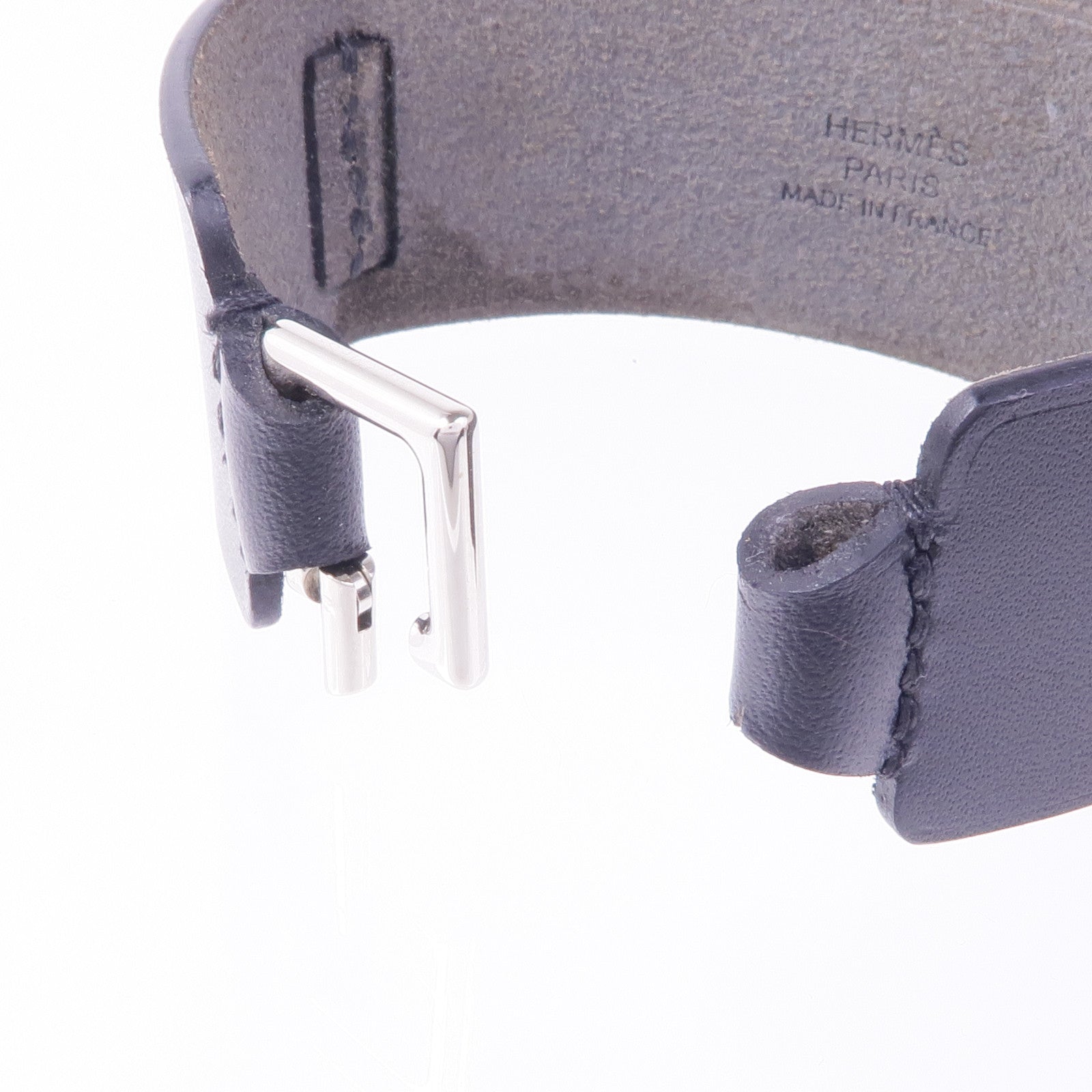 HERMES Swift皮革Cuir Bracelet銀扣手帶Noir