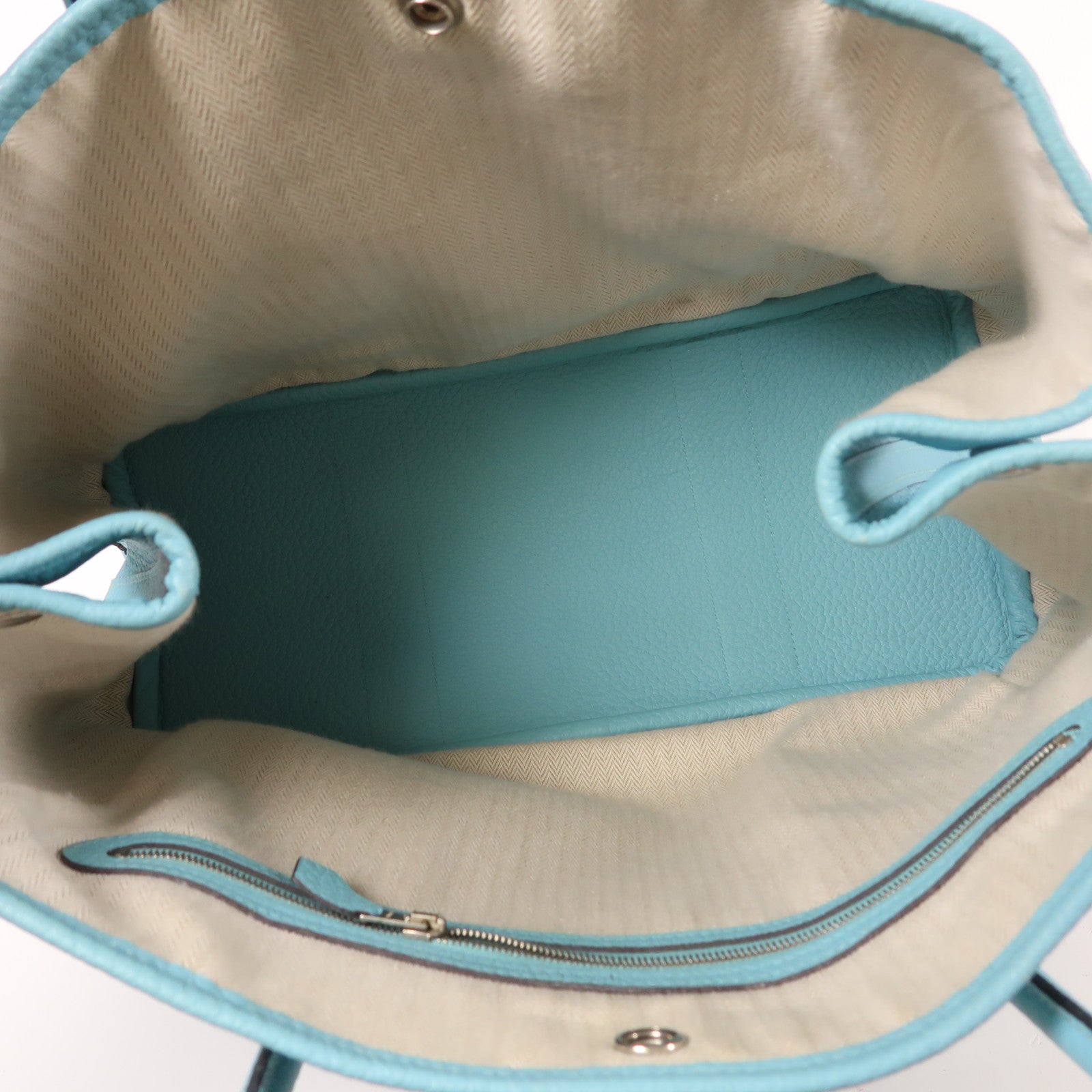 HERMES Negonda皮革 GardenParty PM 手挽袋Bleu Atoll