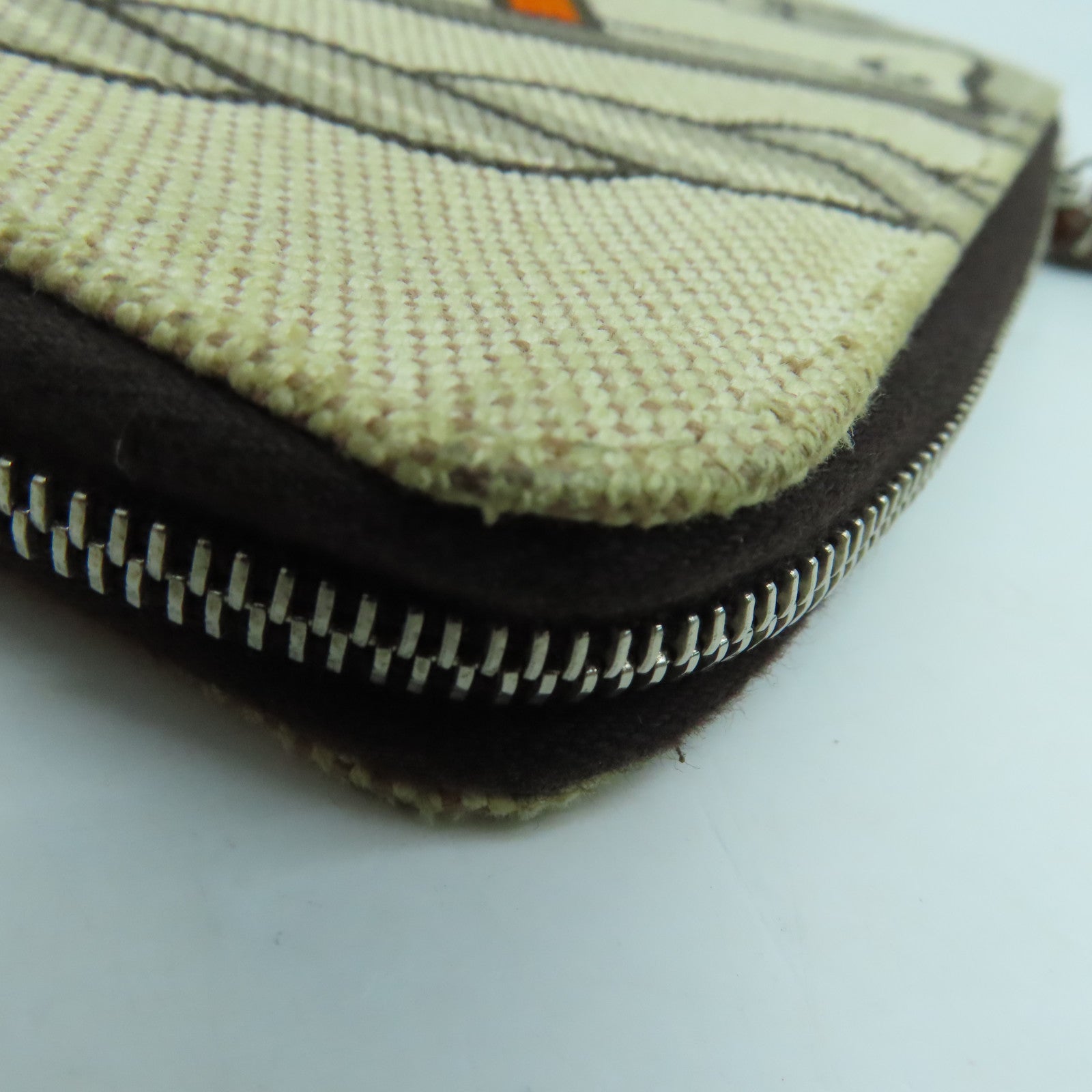 HERMES Canvas Steeple PM Silver Buckle Long Wallet Beige