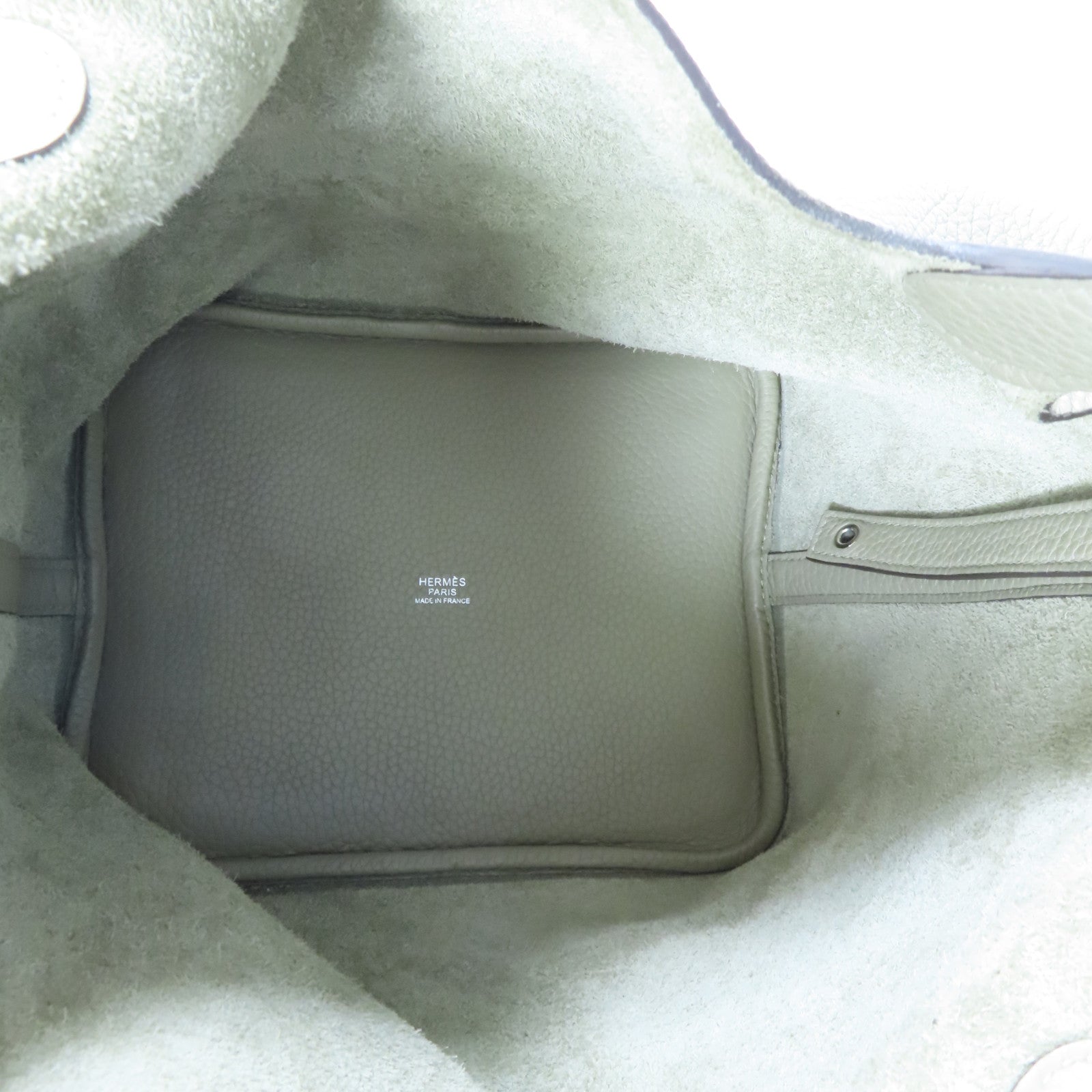 HERMES Clemence皮革Picotin MM銀扣手挽袋Sauge