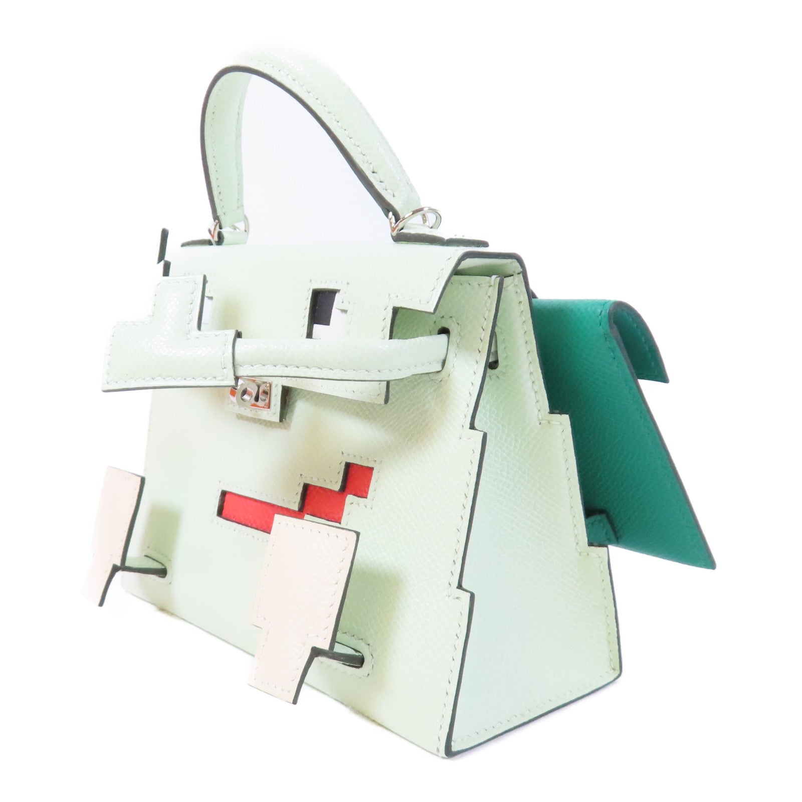 HERMES Epsom皮革Kelly Doll Picto銀扣肩背袋Vert Fizz綠色