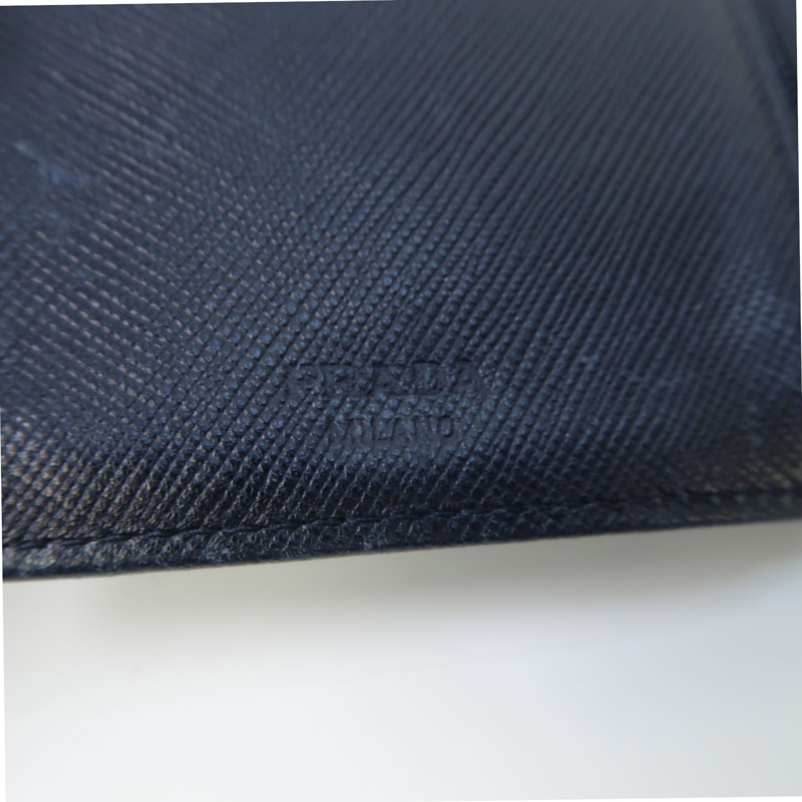 PRADA 【激減優惠】尼龍Tessuto銀扣錢包深藍色