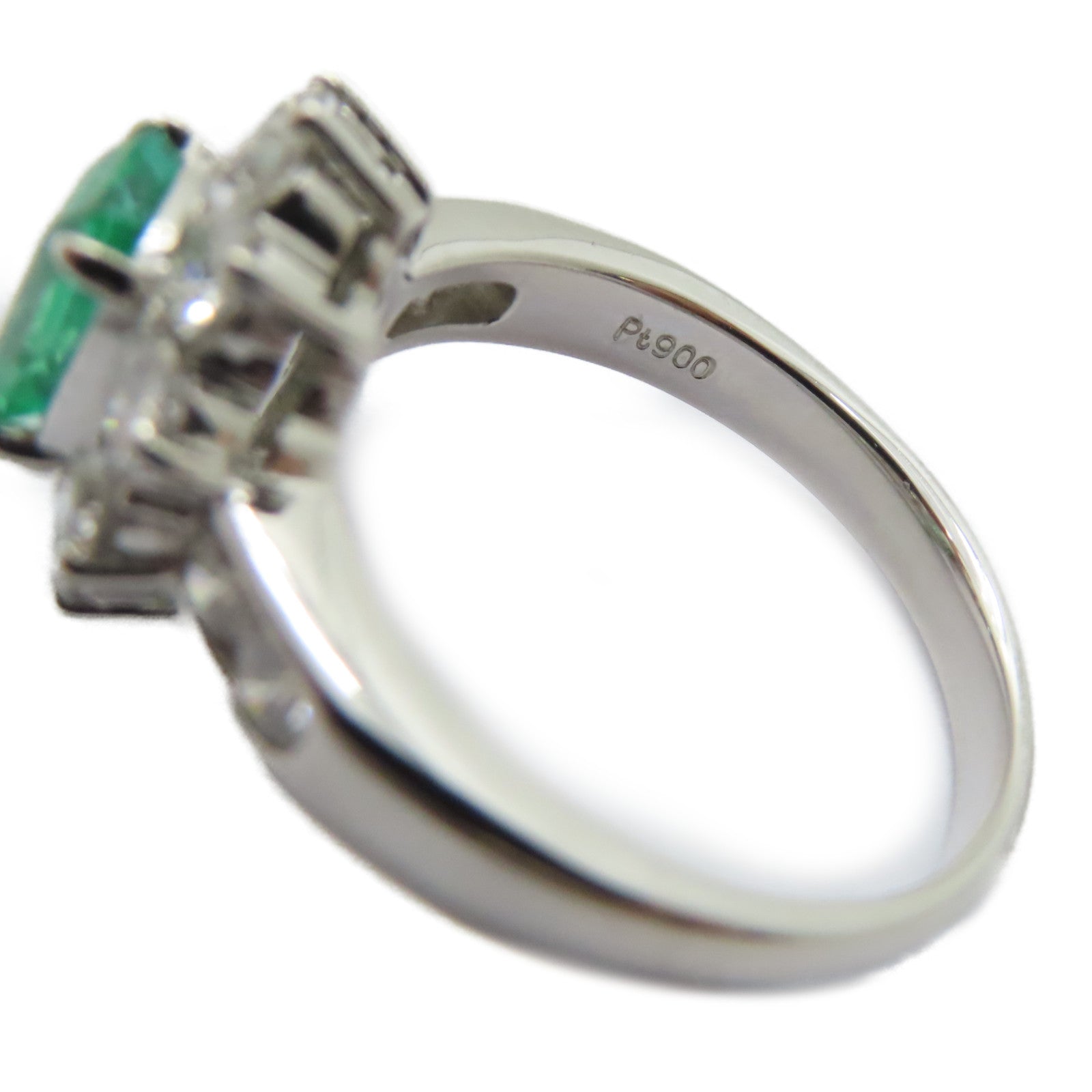 JEWELRY PT900鉑金Emerald Diamond Ring 0.84ct綠寶石/0.96ct鑽石戒指US#6.25