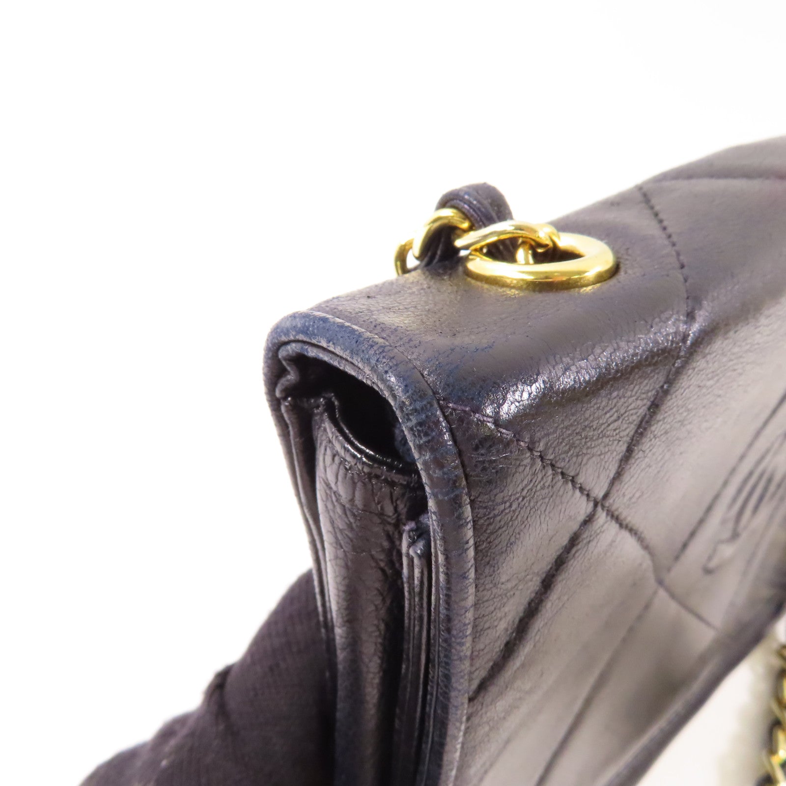 CHANEL 羊皮皮革Vintage Chain Shoulder金扣鏈帶肩背袋