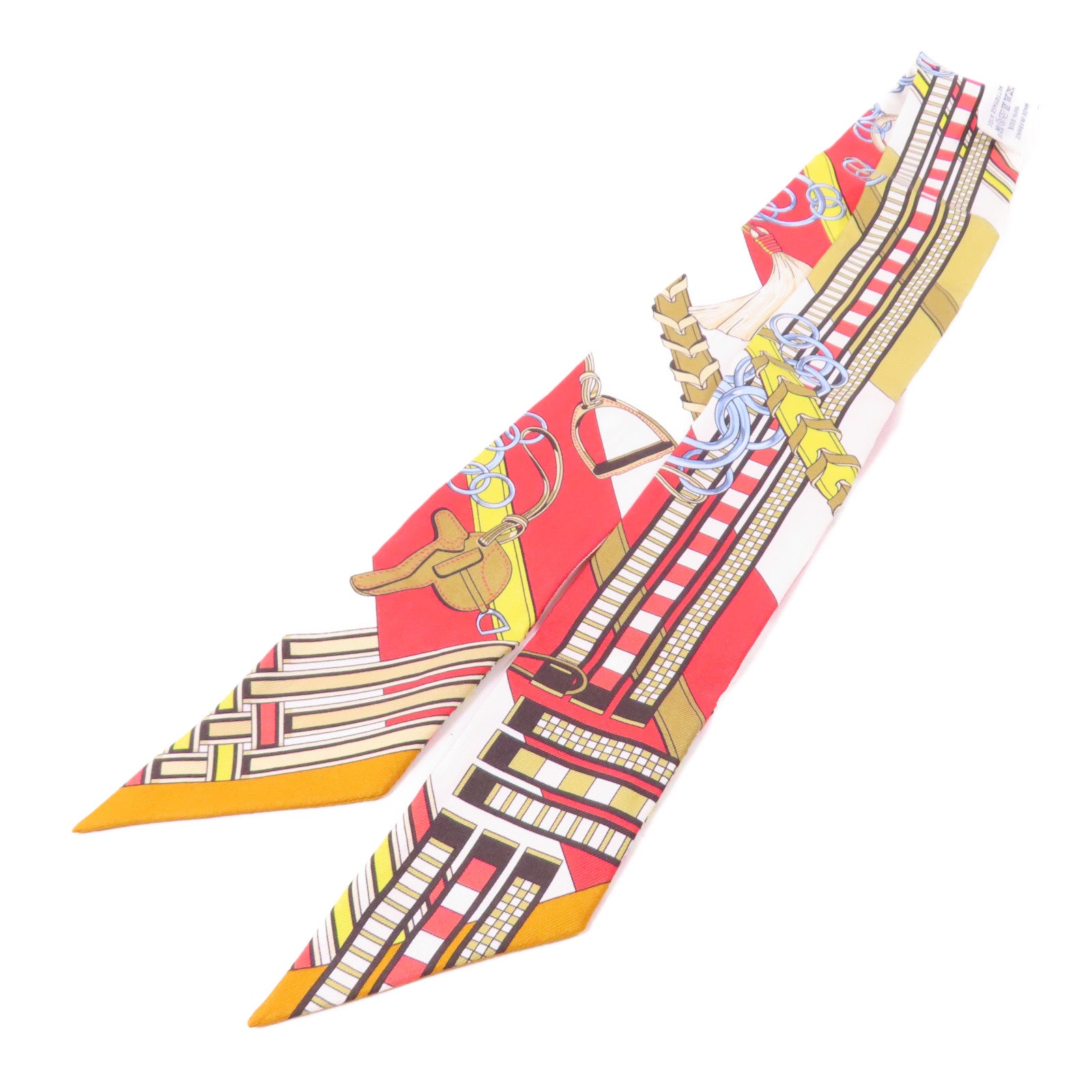 HERMES 絲質Twilly絲巾黄色/紅色/彩色
