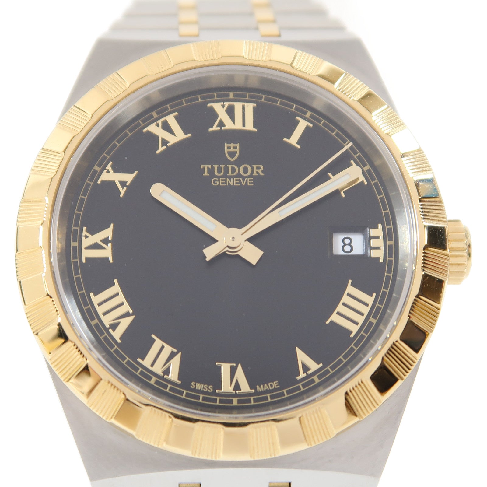 TUDOR Royal 38mm 18K黃金/不鏽鋼手錶自動機芯黑色