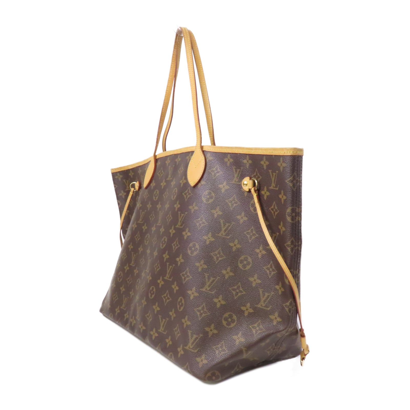 LOUIS VUITTON Monogram Neverfull GM金扣手挽袋啡色