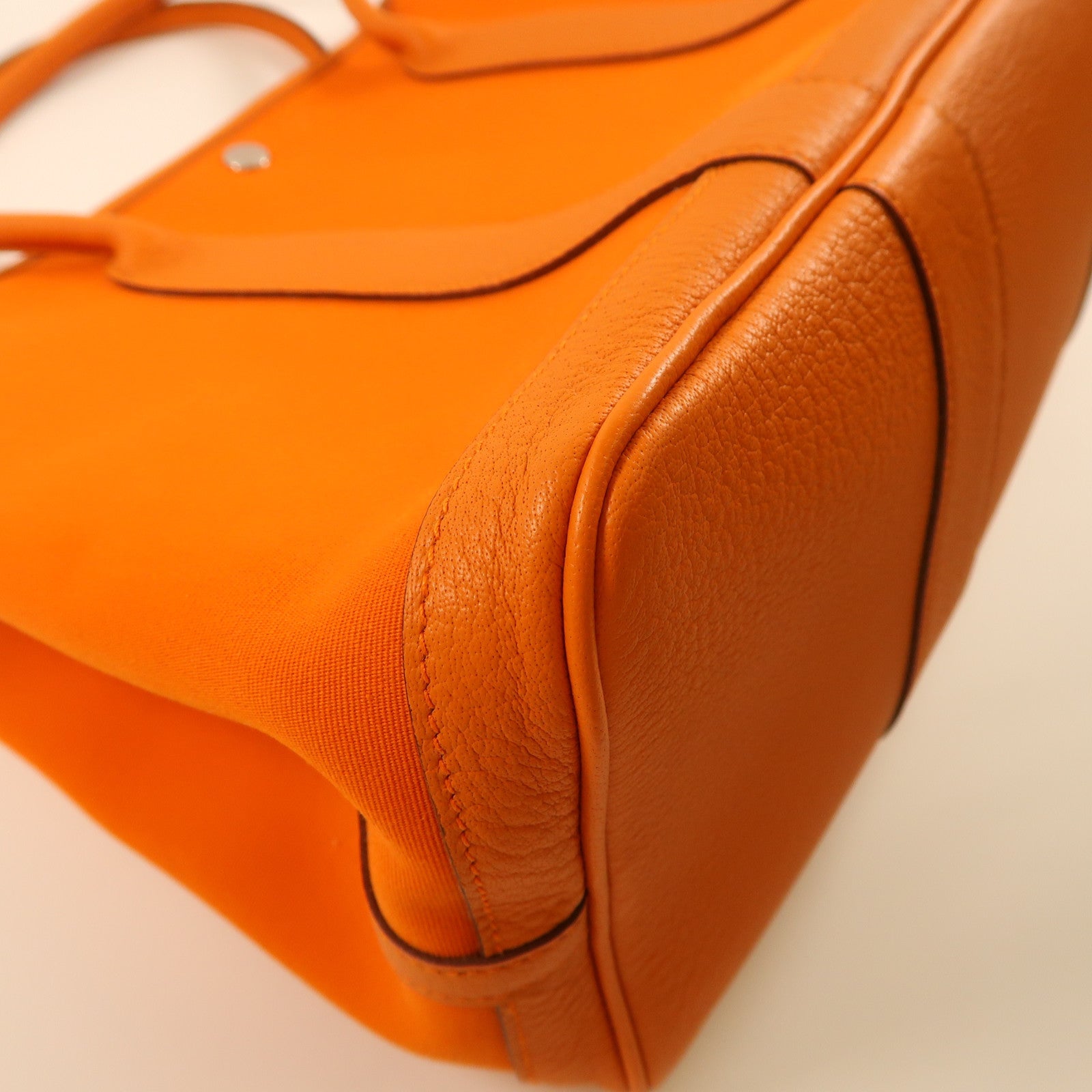 HERMES 帆布Garden Party PM銀扣手挽袋Orange橙色