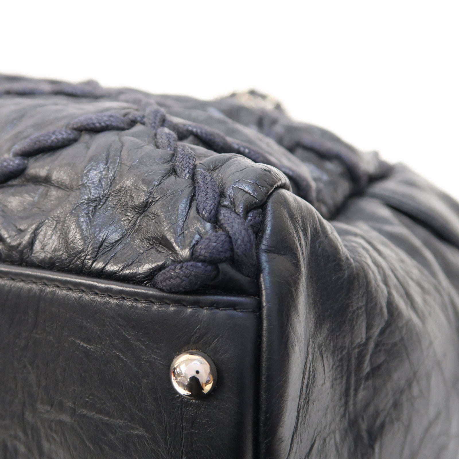 CHANEL 【激減優惠】皮革Ultra Stitch Bowling Bag銀扣鏈帶肩背袋黑色