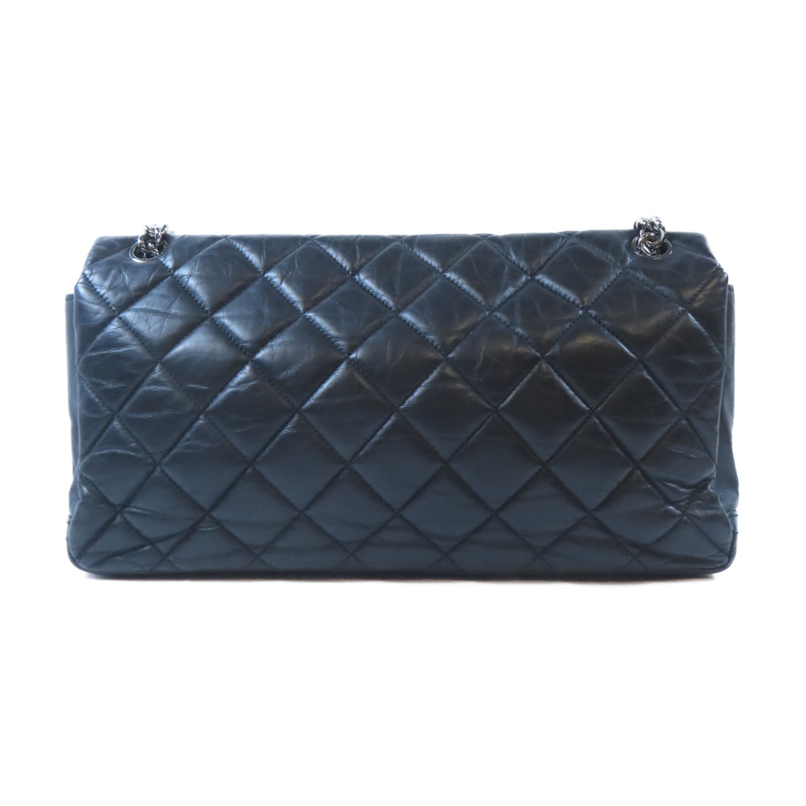 CHANEL 【激減優惠】菱格牛皮皮革Chain Shoulder銀扣鏈帶肩背袋黑色