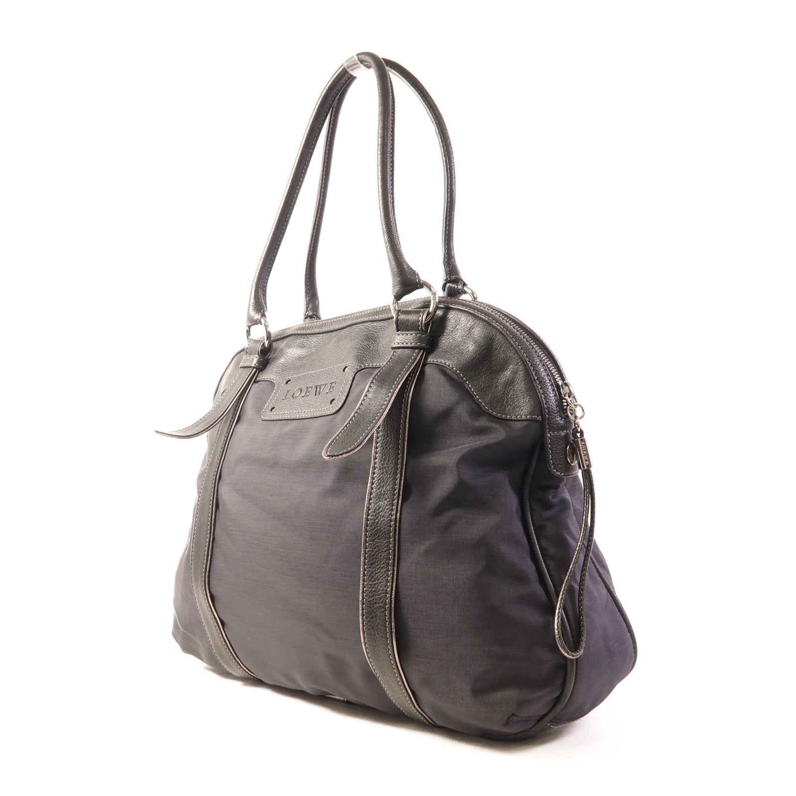 LOEWE 尼龍/牛皮皮革Shoulder Bag銀扣肩背袋