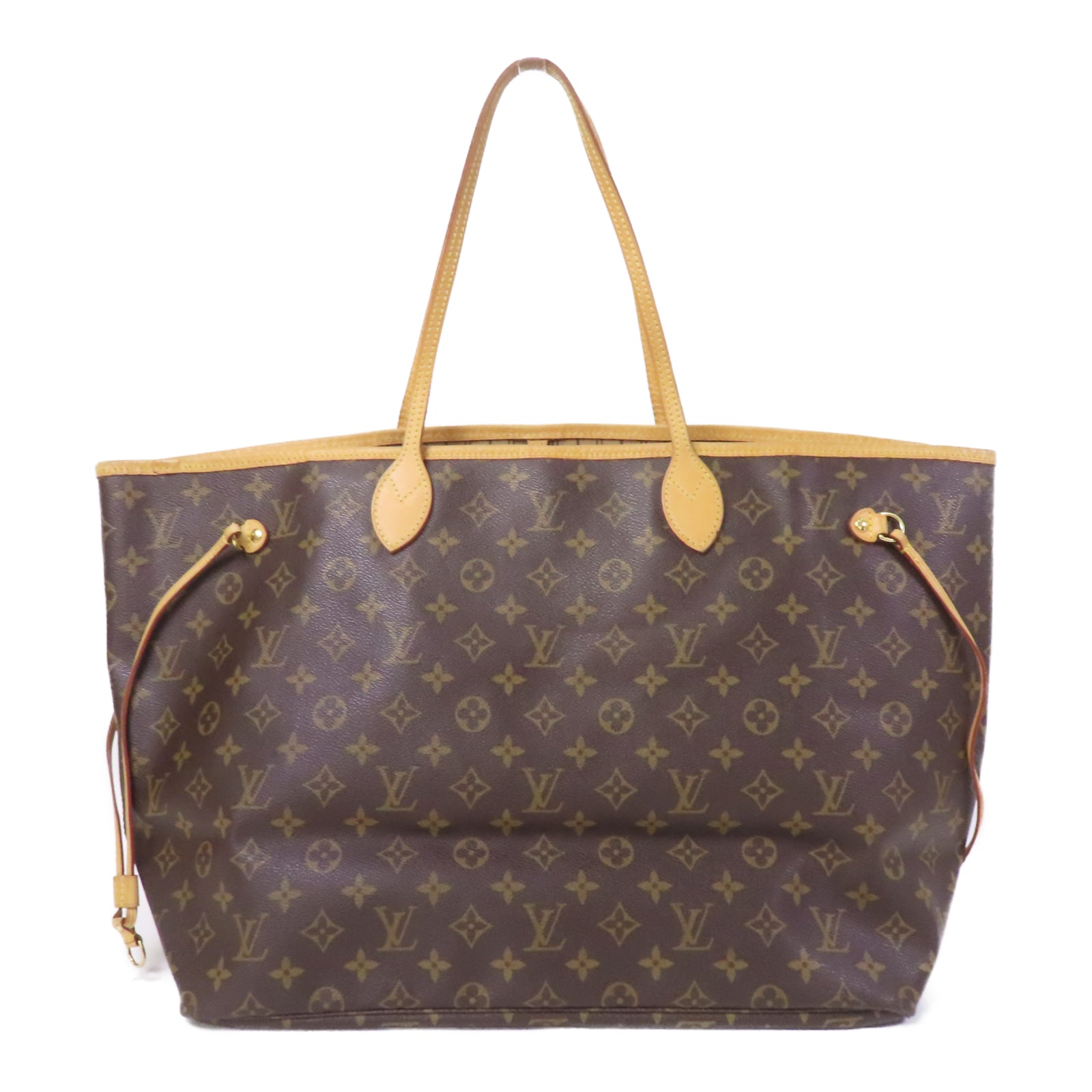 LOUIS VUITTON Monogram Neverfull GM金扣手挽袋啡色