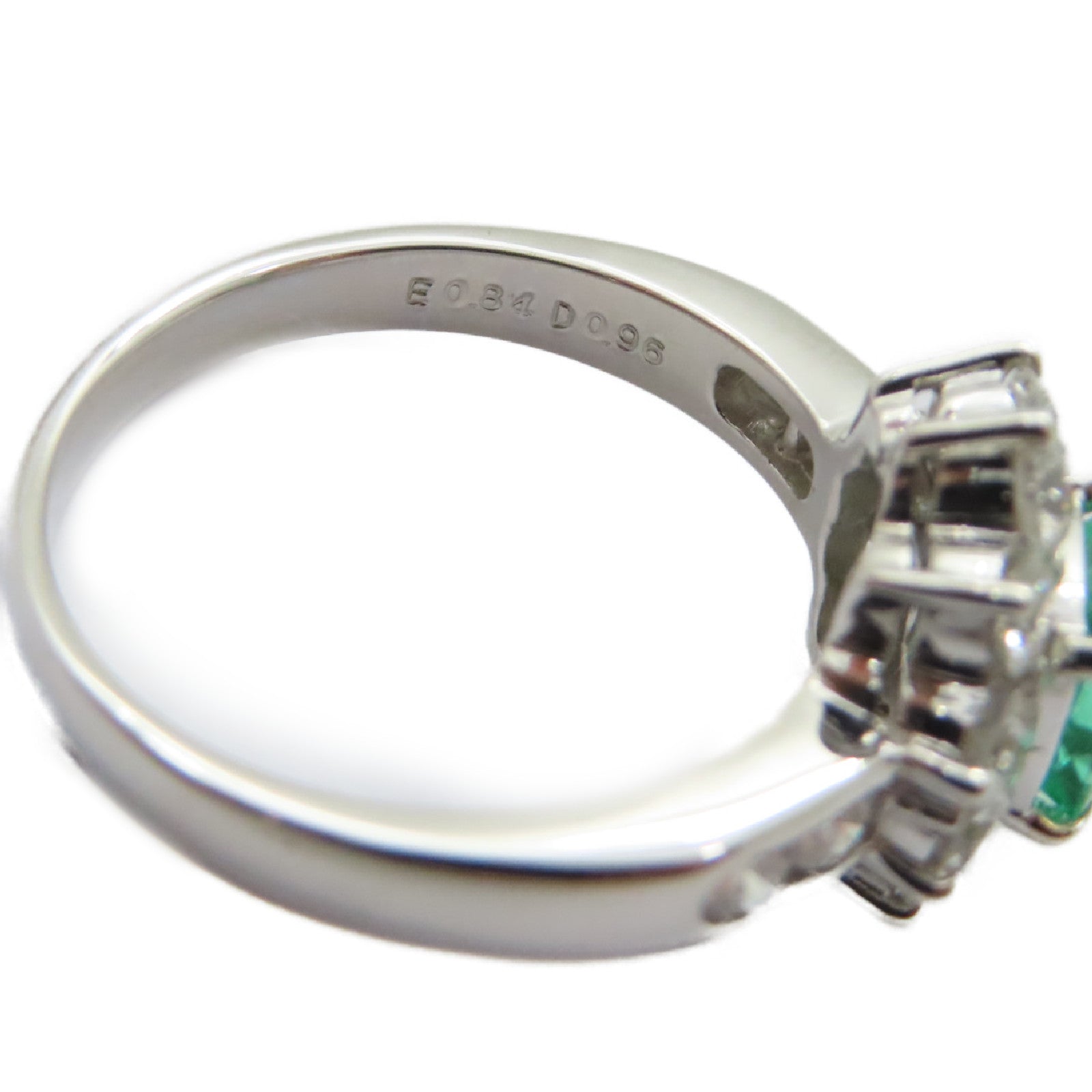 JEWELRY PT900鉑金Emerald Diamond Ring 0.84ct綠寶石/0.96ct鑽石戒指US#6.25