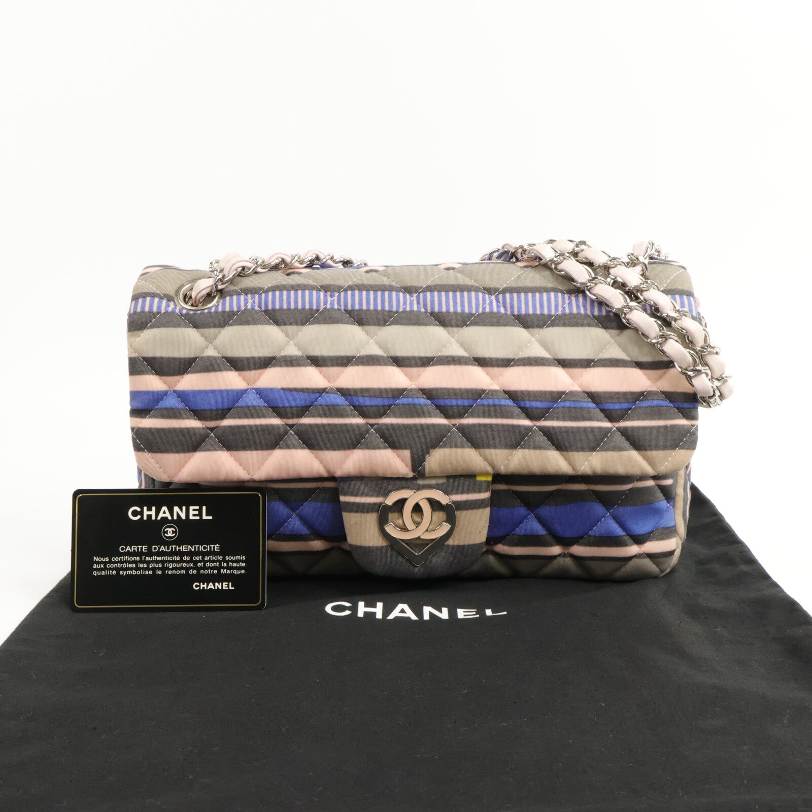 CHANEL 帆布Heart Flap鏈帶肩背袋
