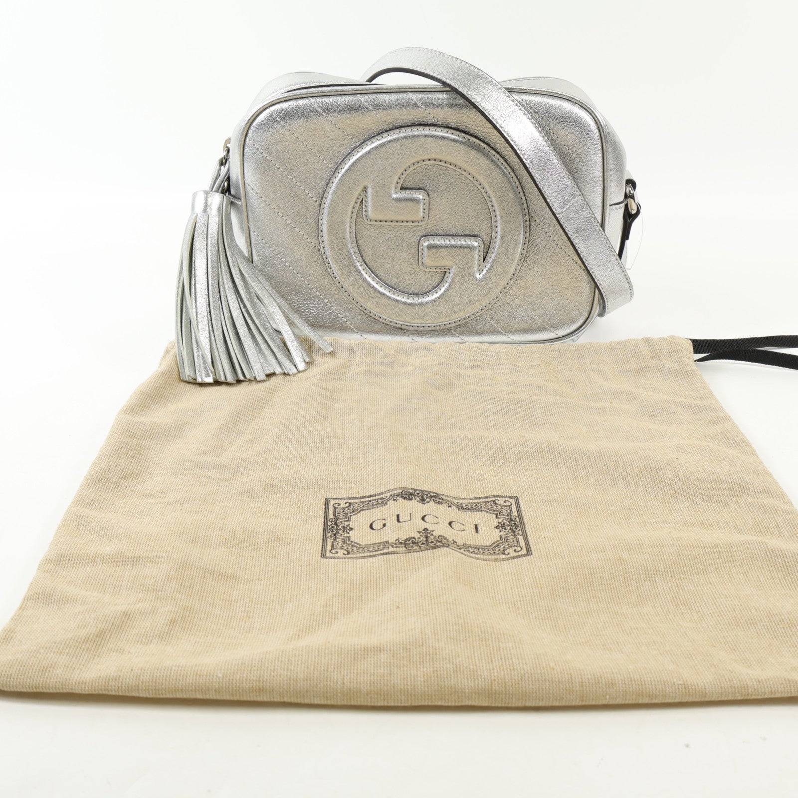 GUCCI 牛皮皮革Shoulder Bag銀扣肩背袋