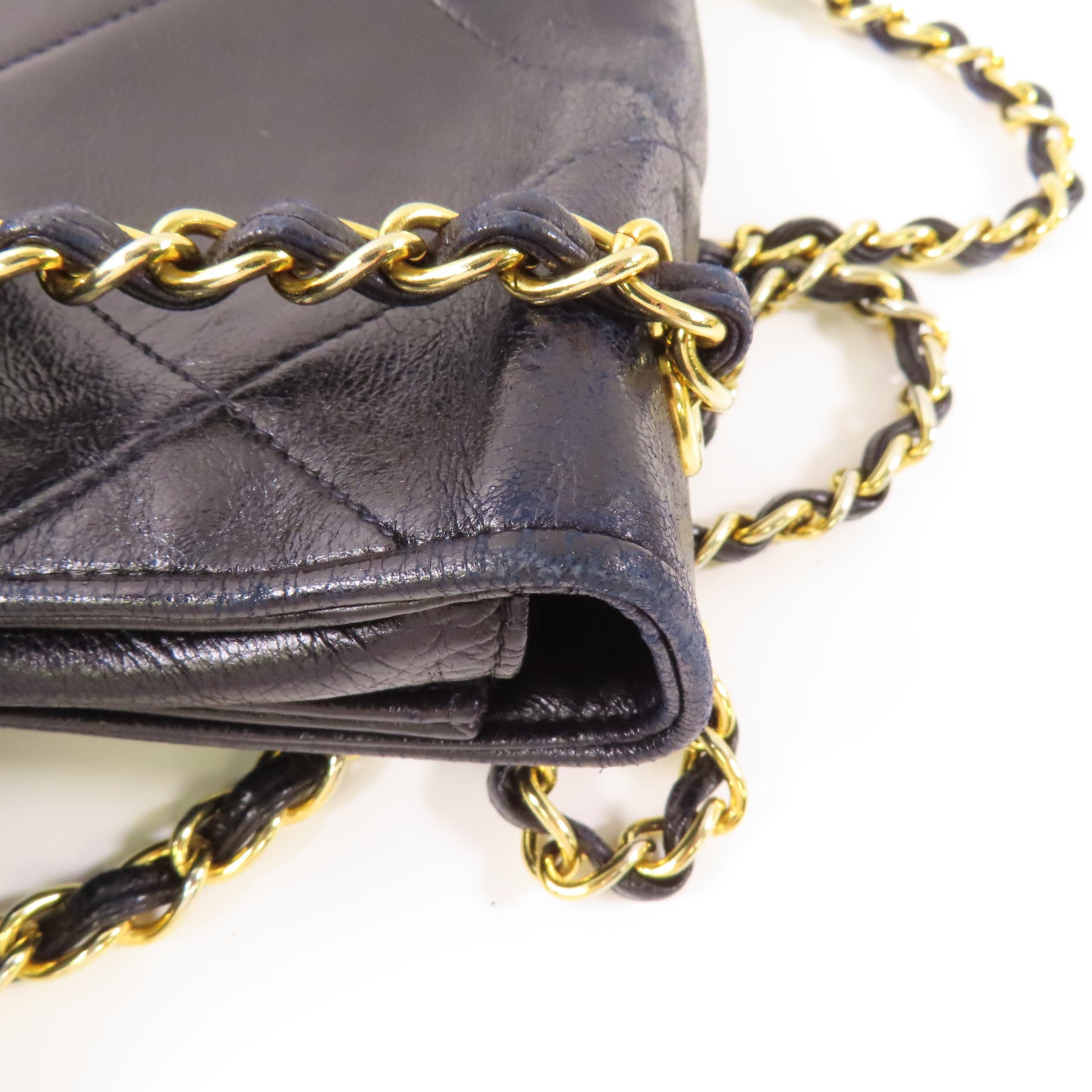 CHANEL 羊皮皮革Vintage Chain Shoulder金扣鏈帶肩背袋