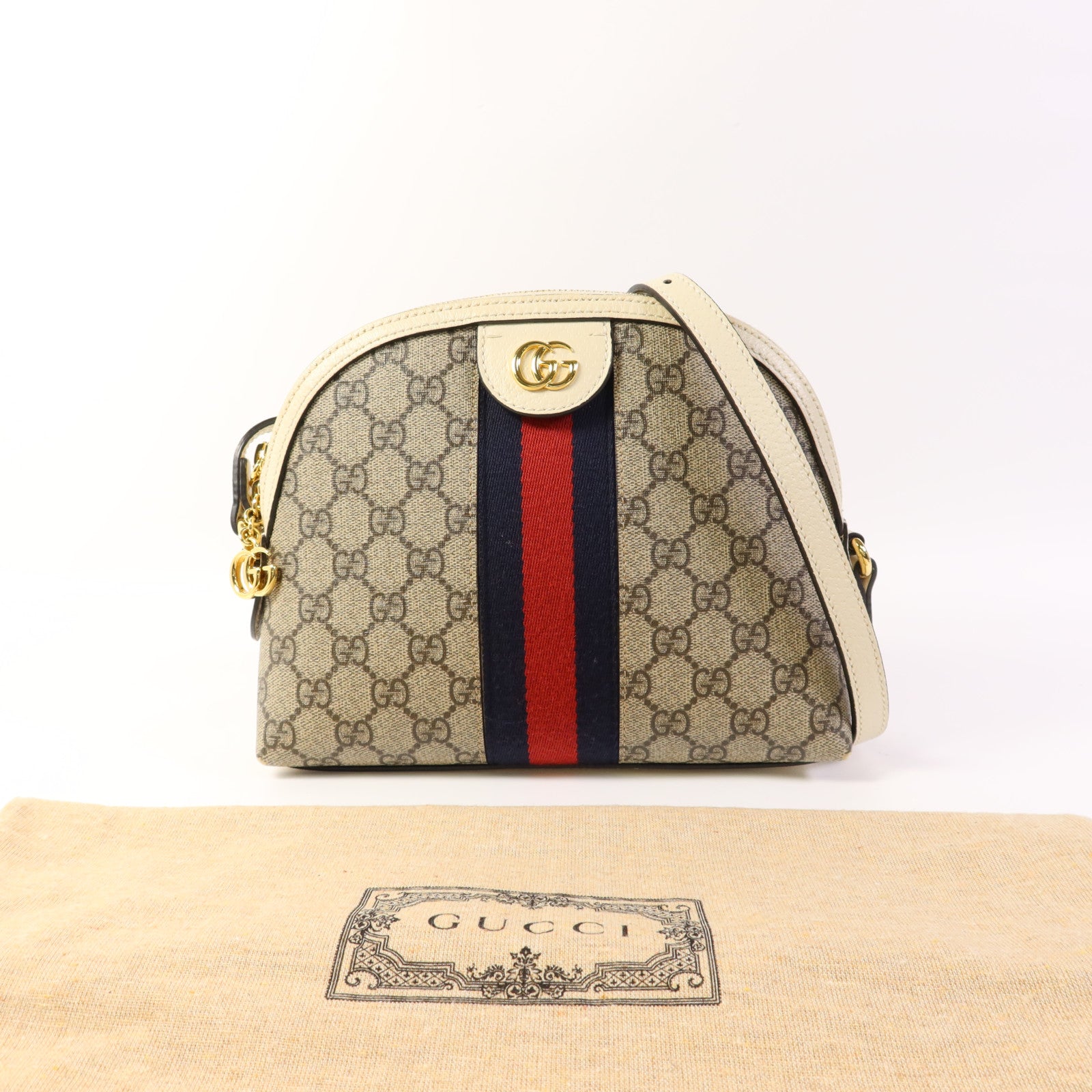 GUCCI 塗層帆布Shoulder Bag金扣肩背袋