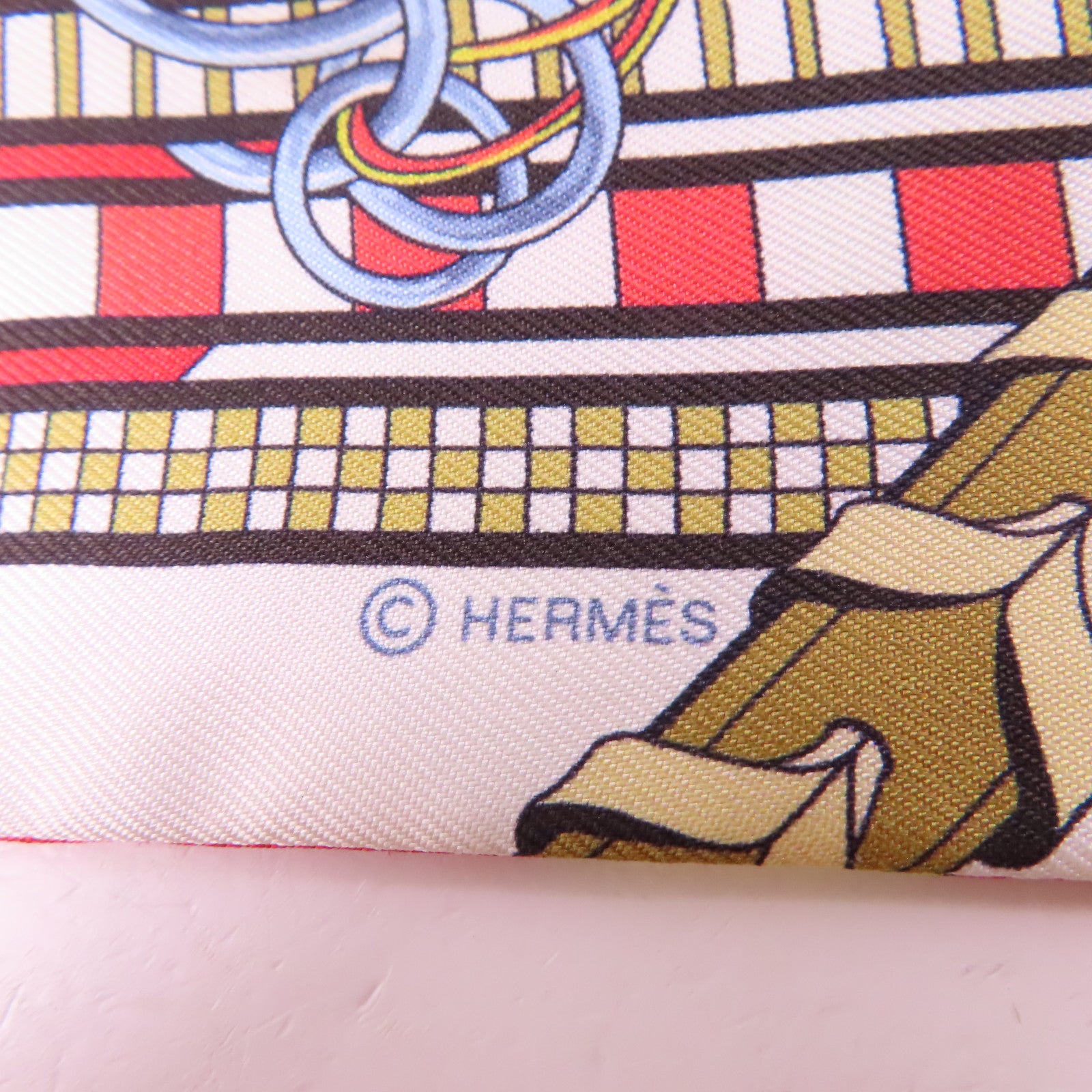 HERMES 絲質Twilly絲巾黄色/紅色/彩色