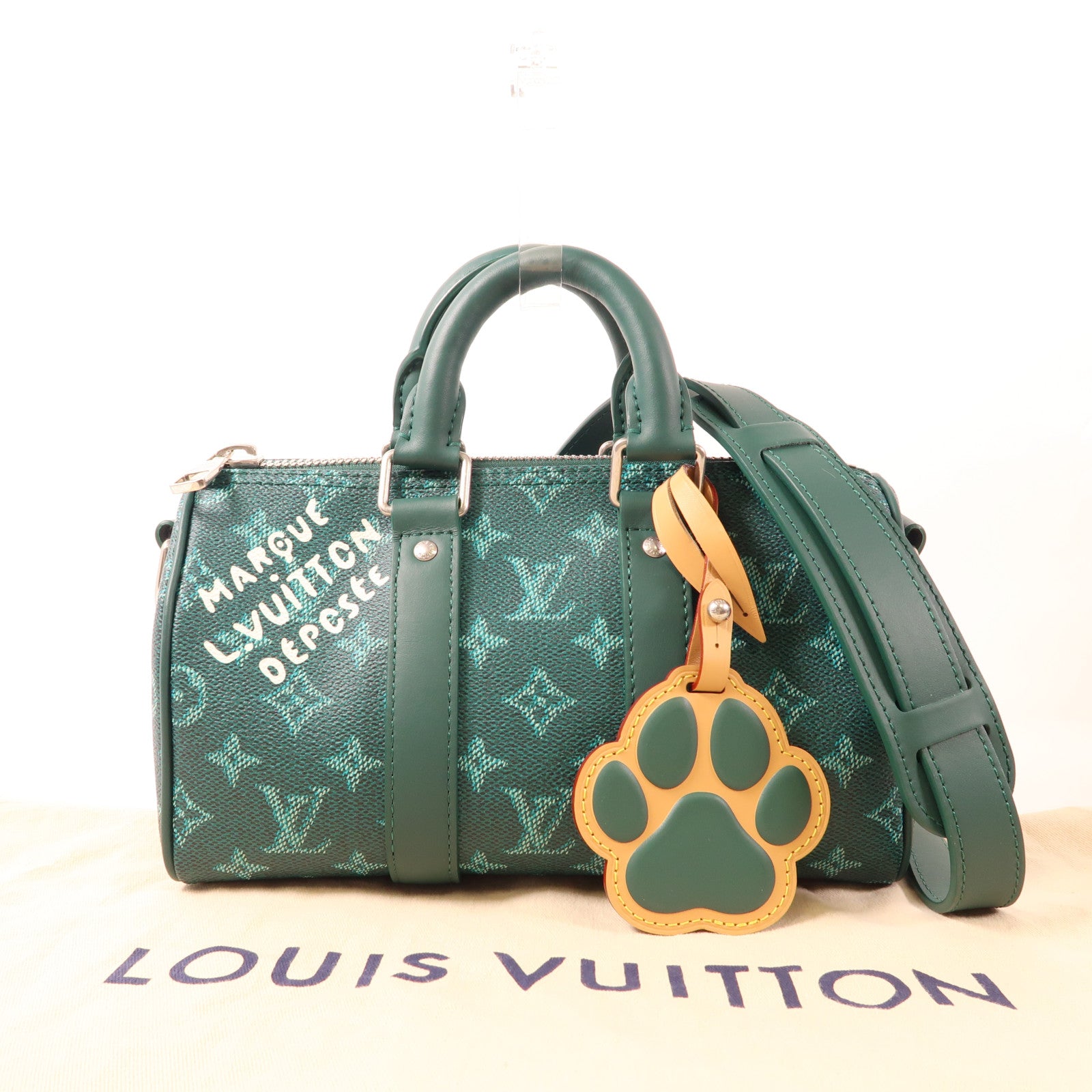 LOUIS VUITTON Monogram Heritage Keepall Bandouliere 25銀扣手挽肩背兩用袋