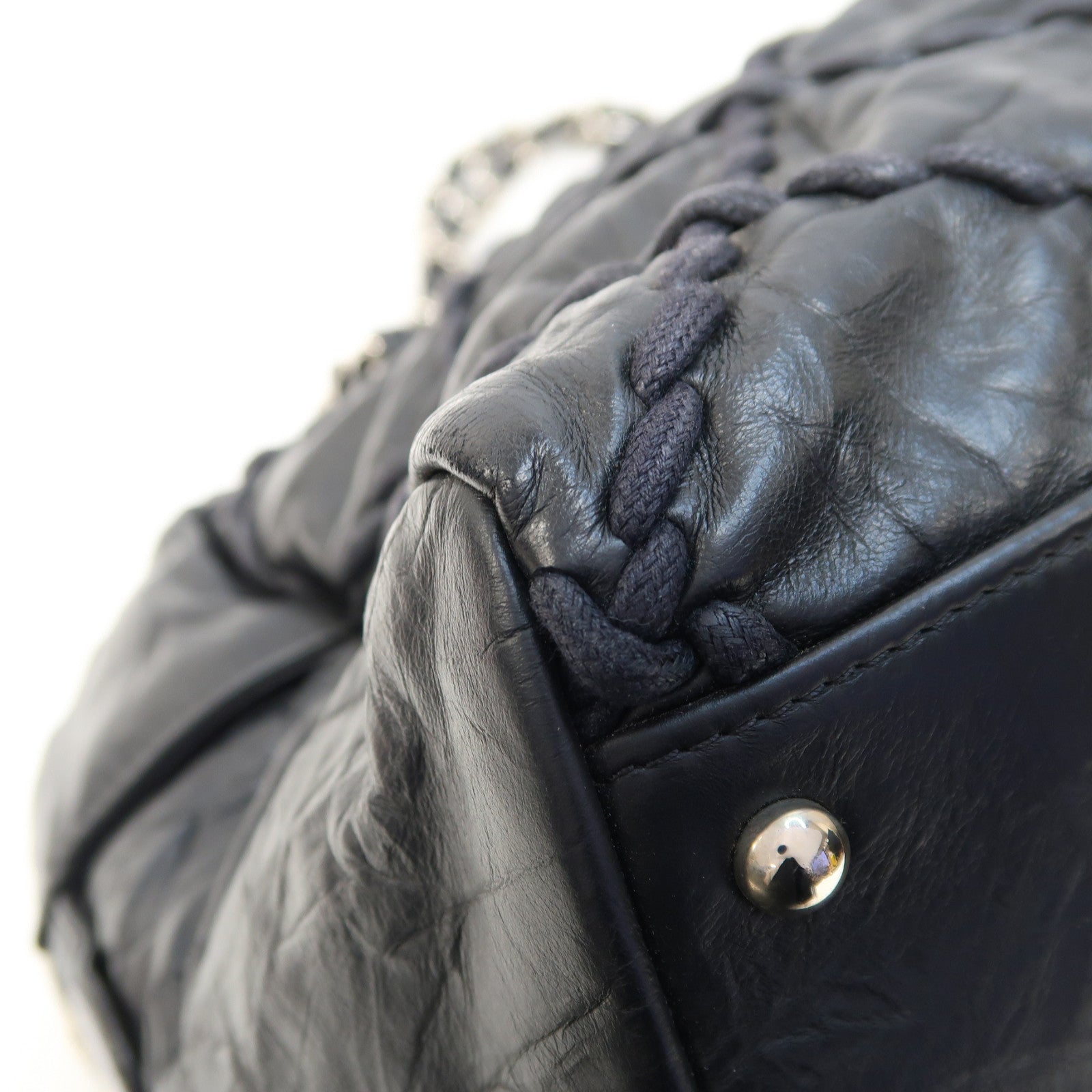 CHANEL 【激減優惠】皮革Ultra Stitch Bowling Bag銀扣鏈帶肩背袋黑色