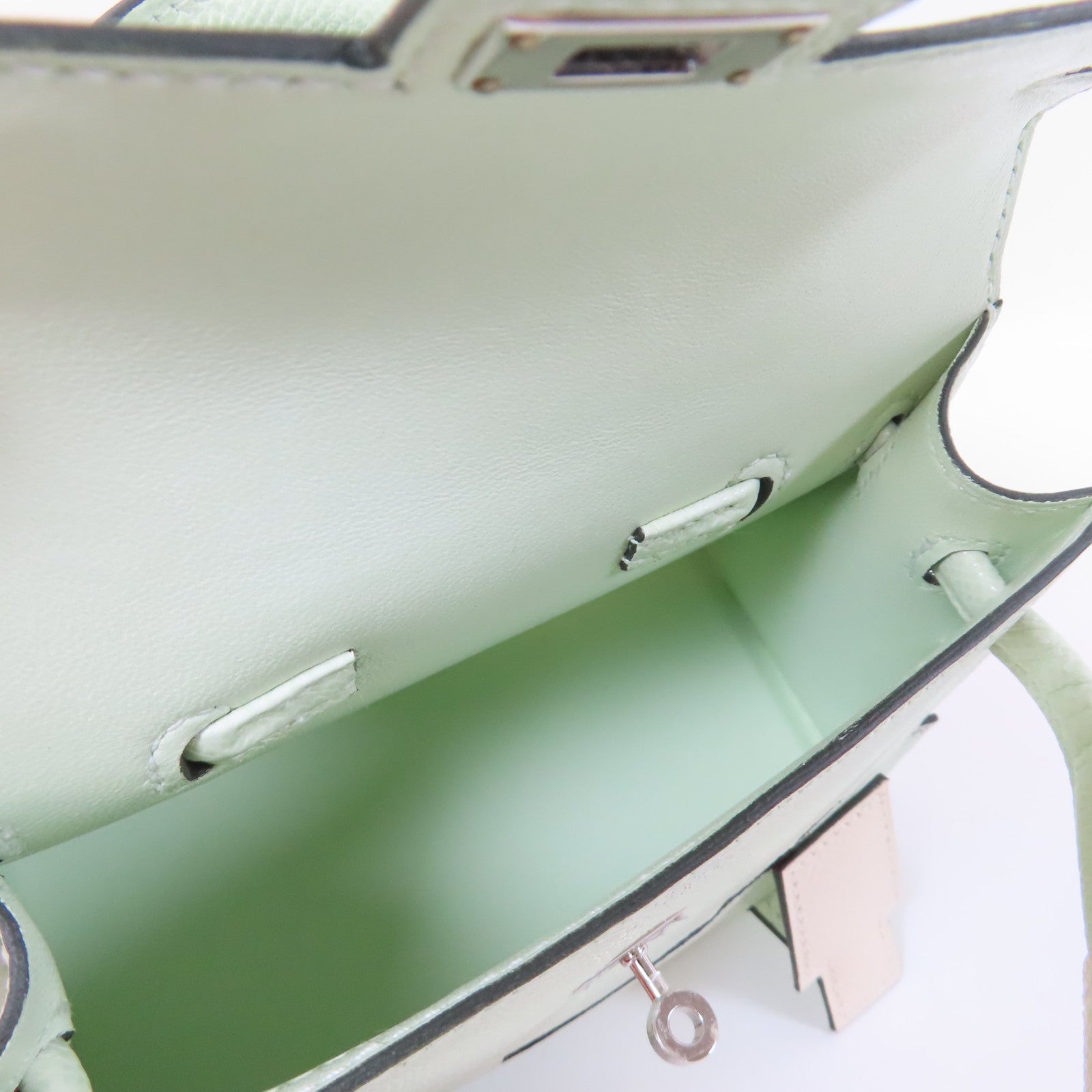 HERMES Epsom皮革Kelly Doll Picto銀扣肩背袋Vert Fizz綠色