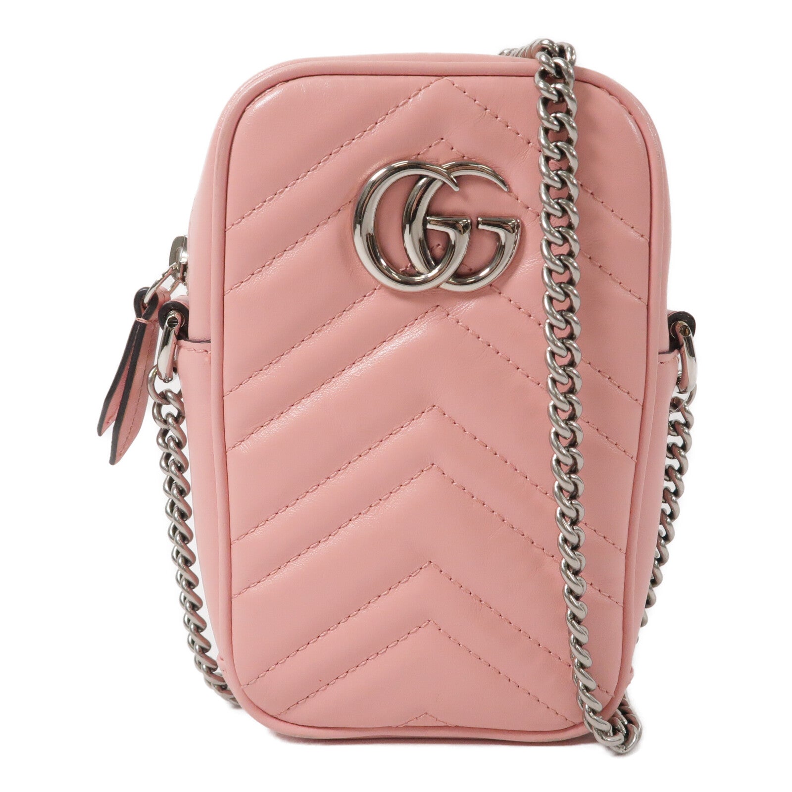 GUCCI 牛皮皮革GG Marmont Mini鏈帶肩背袋
