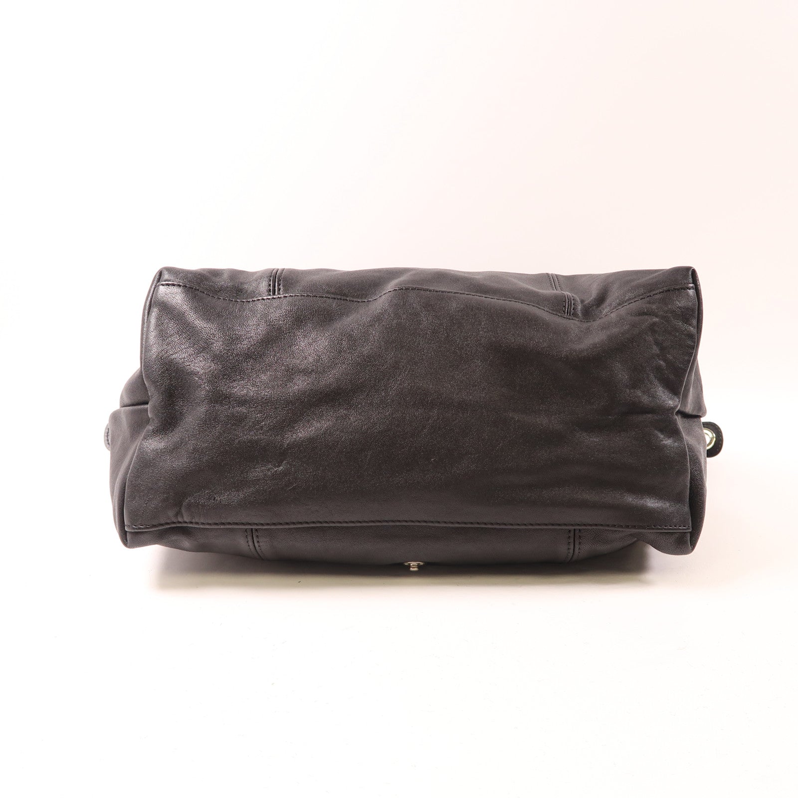 Longchamp 羊皮皮革Shoulder Bag銀扣手挽肩背兩用袋黑色