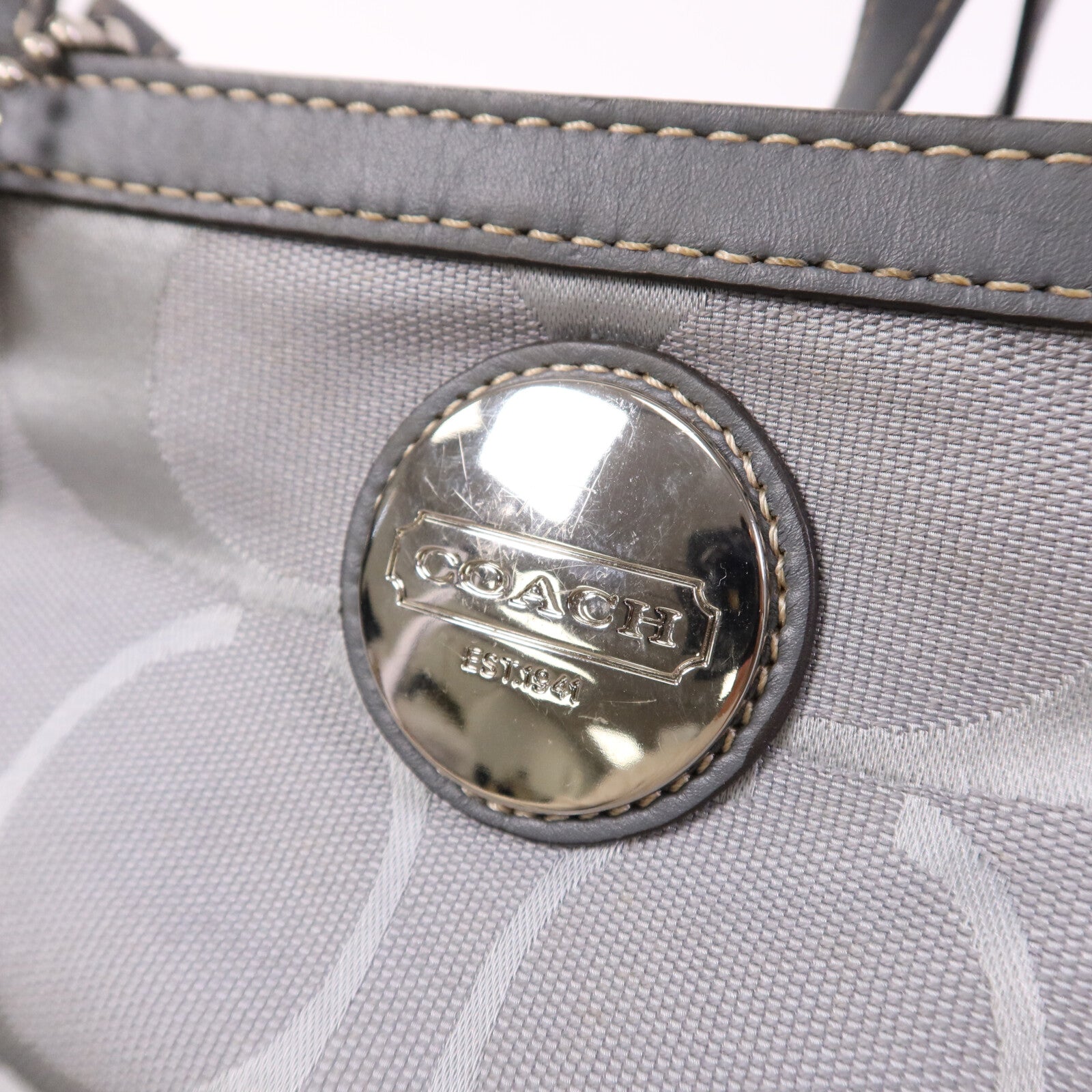 COACH 【激減優惠】帆布Tote Bag銀扣肩背袋