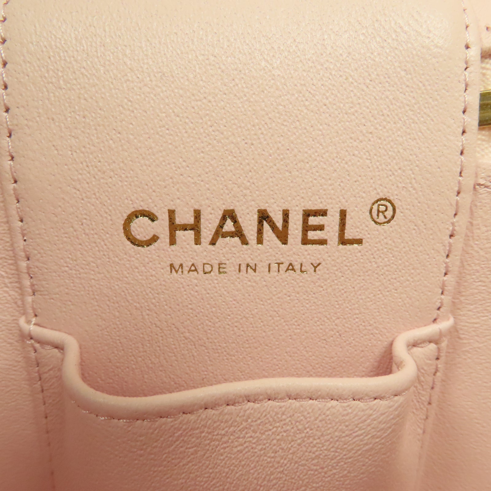 CHANEL 菱格Caviar皮革Vanity Case金扣鏈帶手挽肩背兩用袋粉紅色