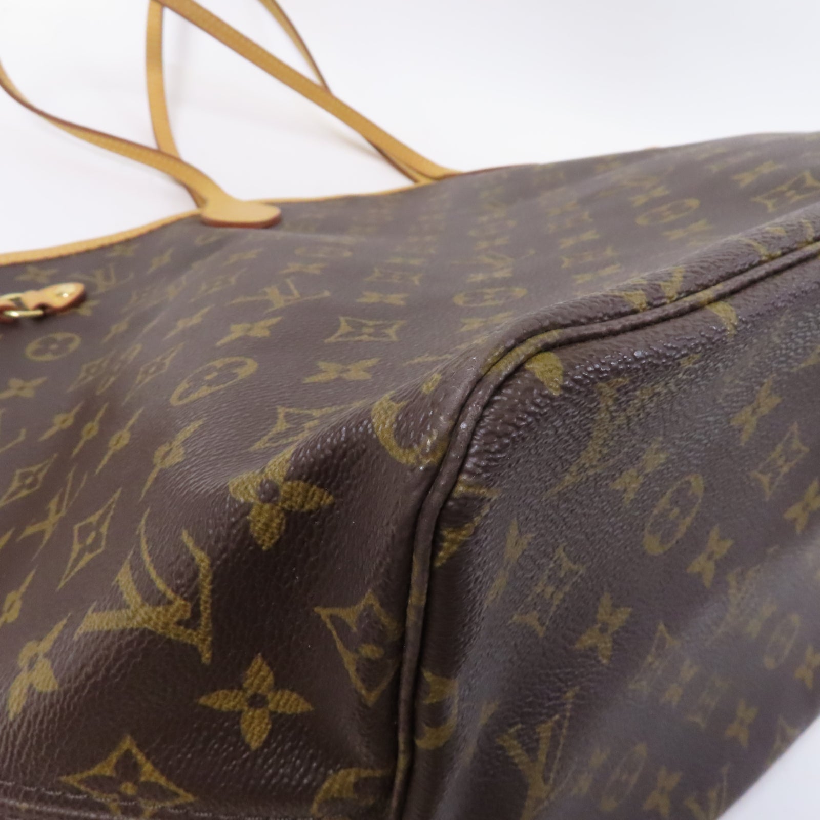 LOUIS VUITTON Monogram Neverfull GM金扣手挽袋啡色