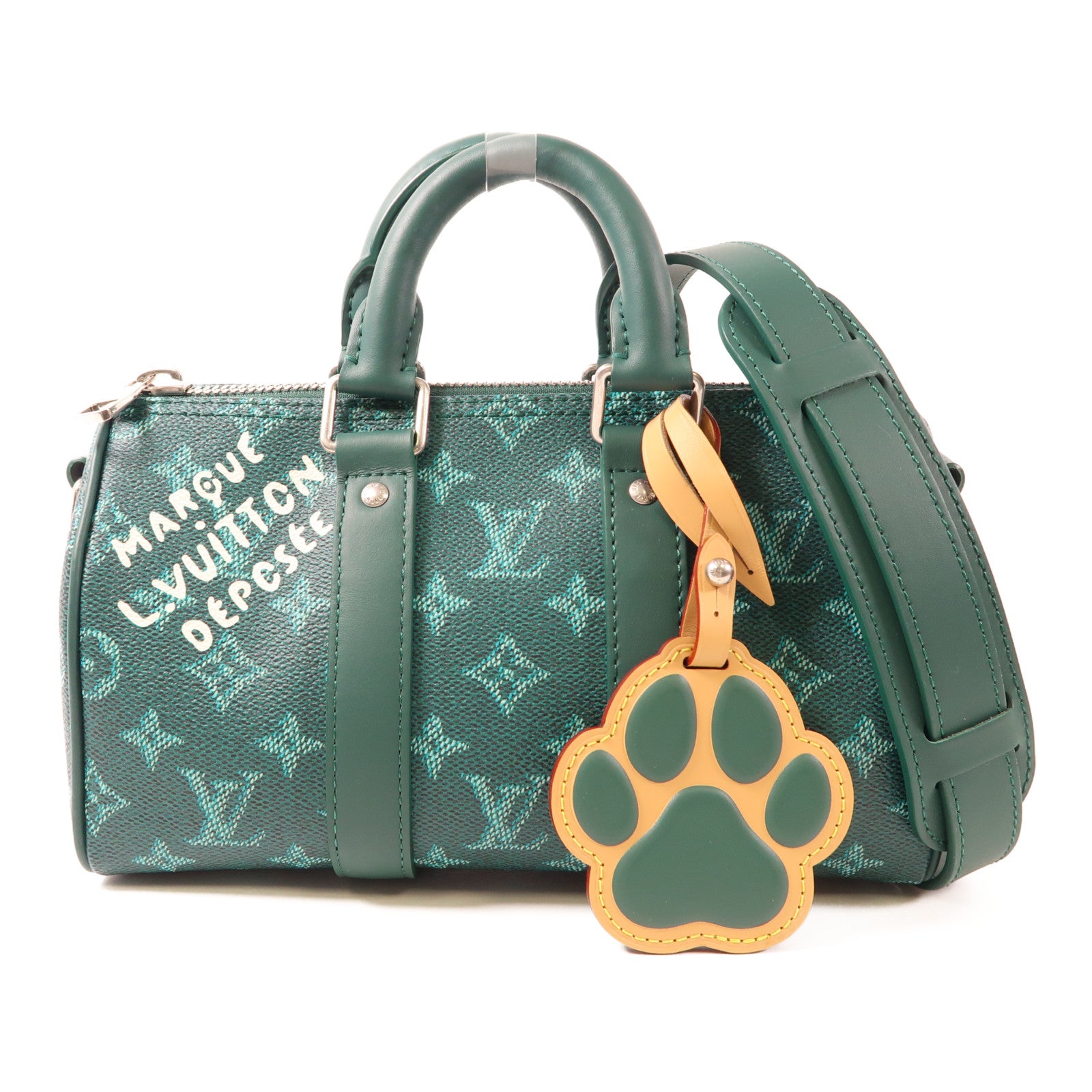 LOUIS VUITTON Monogram Heritage Keepall Bandouliere 25銀扣手挽肩背兩用袋