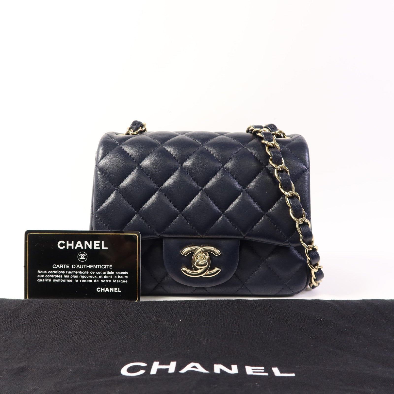 CHANEL 羊皮皮革Mini Classic 17金扣肩背袋